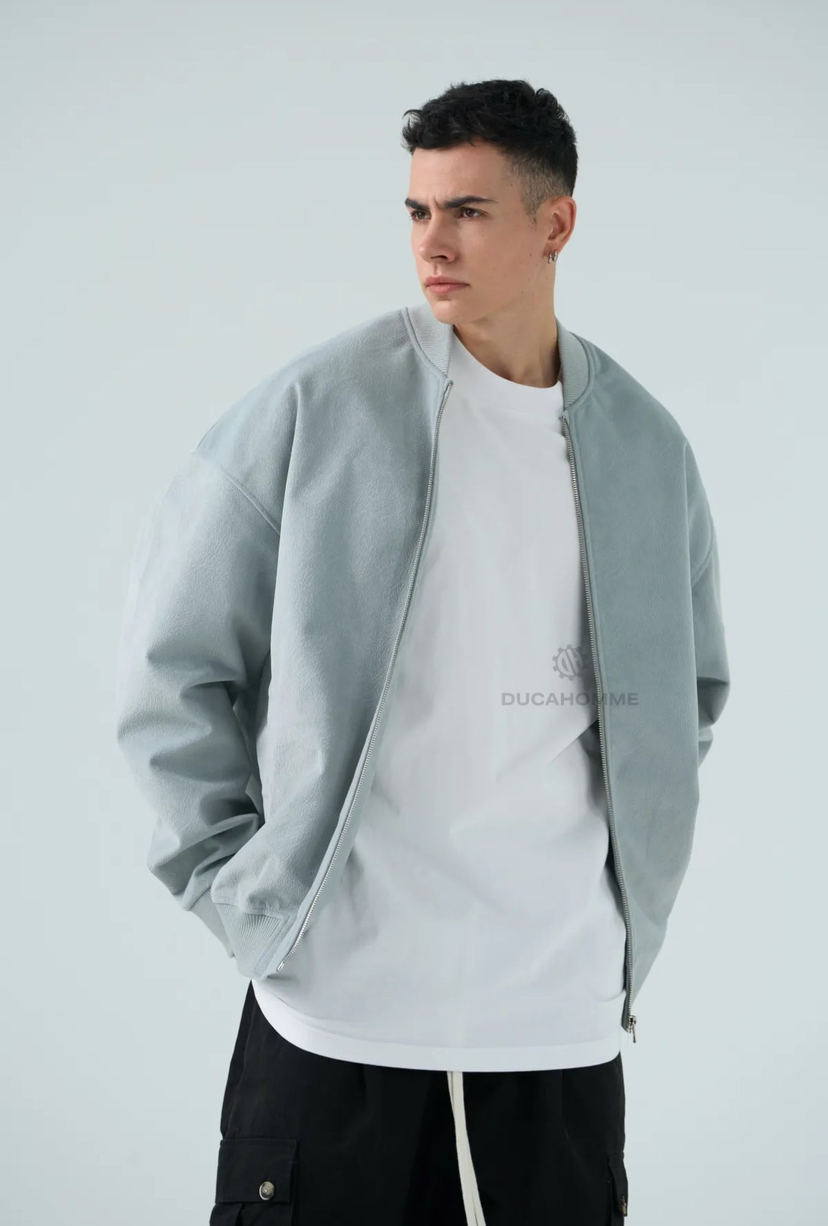 Bomber in velluto grigio