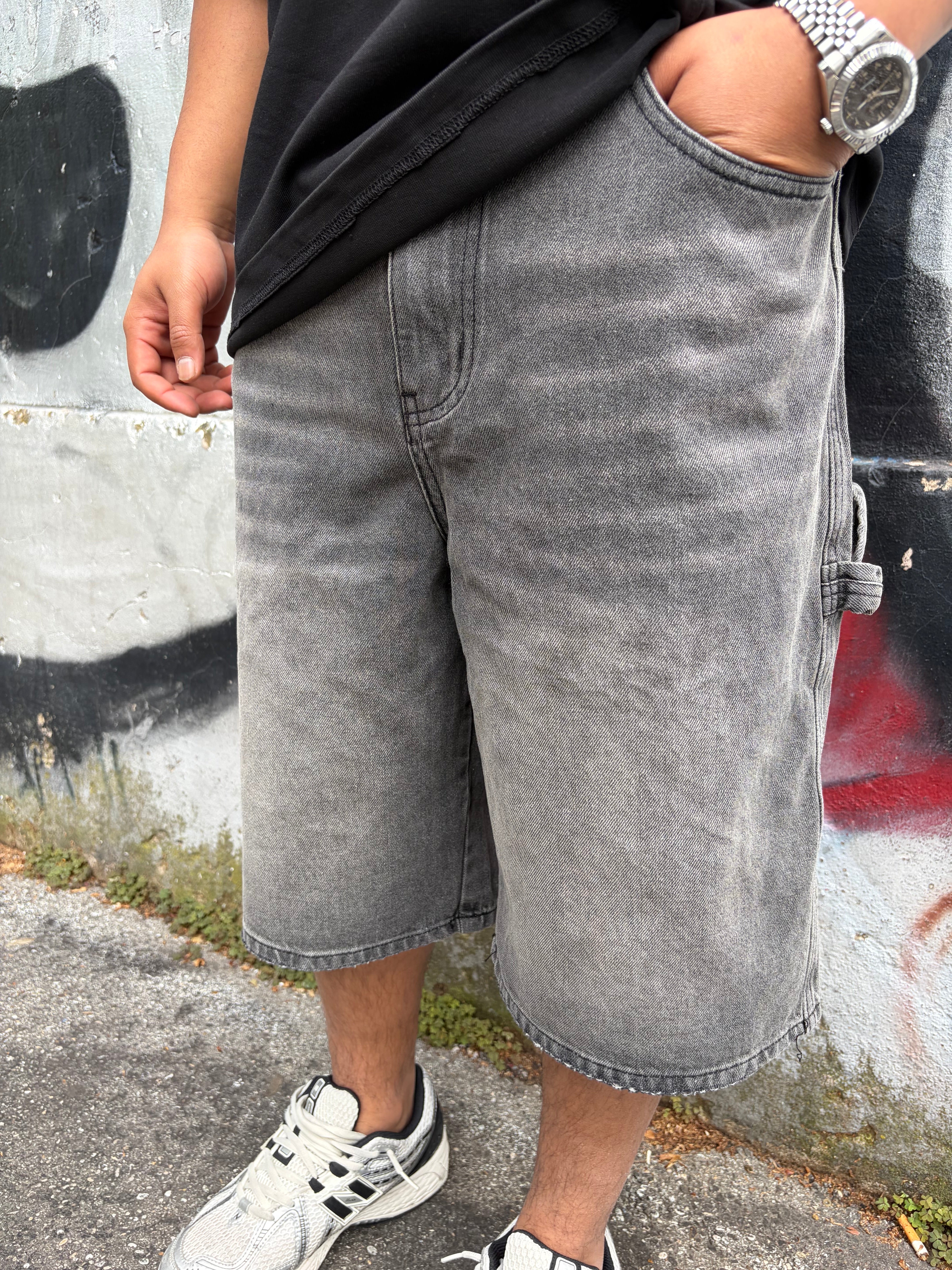 Short Denim Crap-Gray | Baggy Oversize Urban | TAZIMSHOP