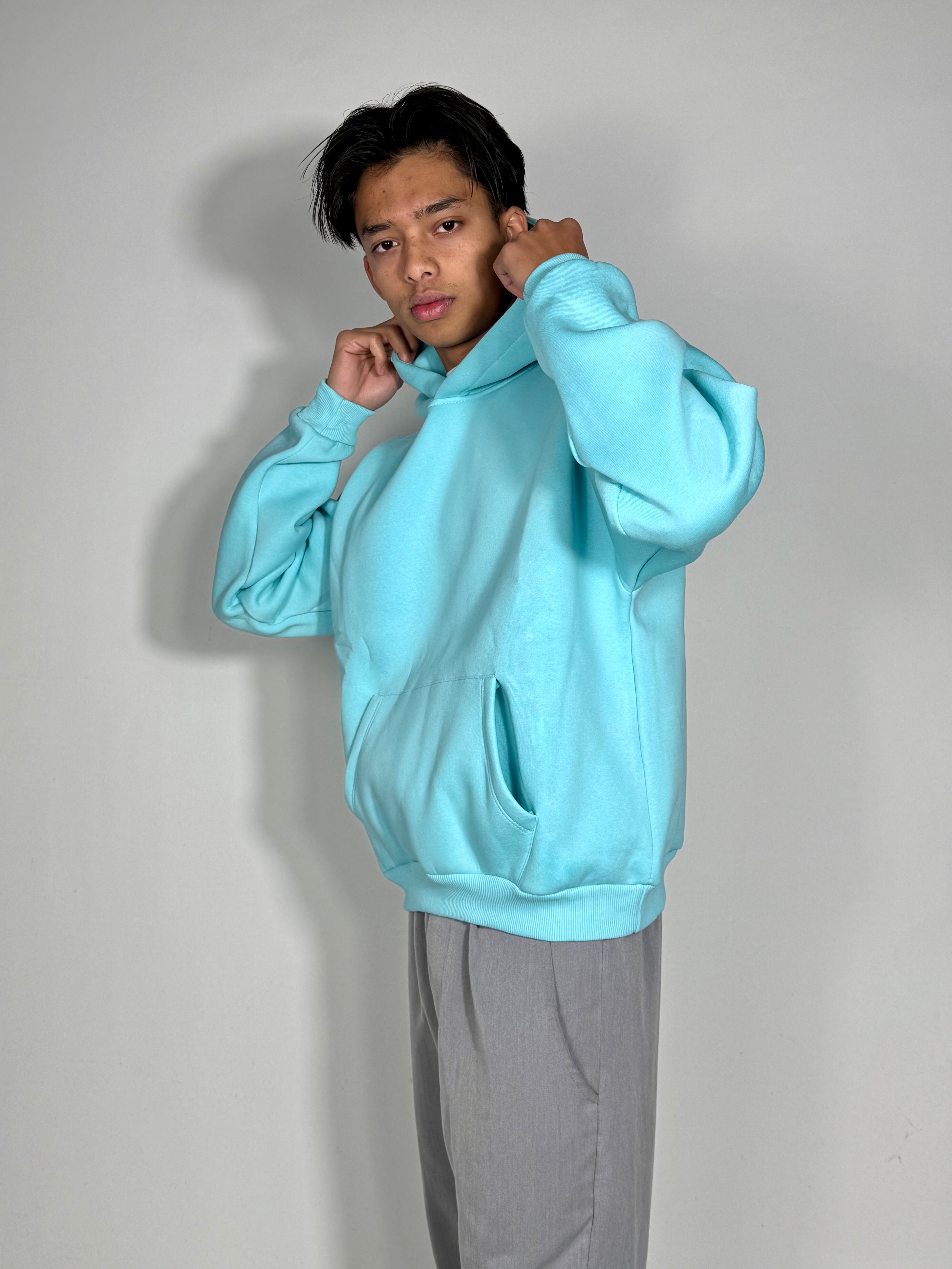 Felpa boxy fit turchese
