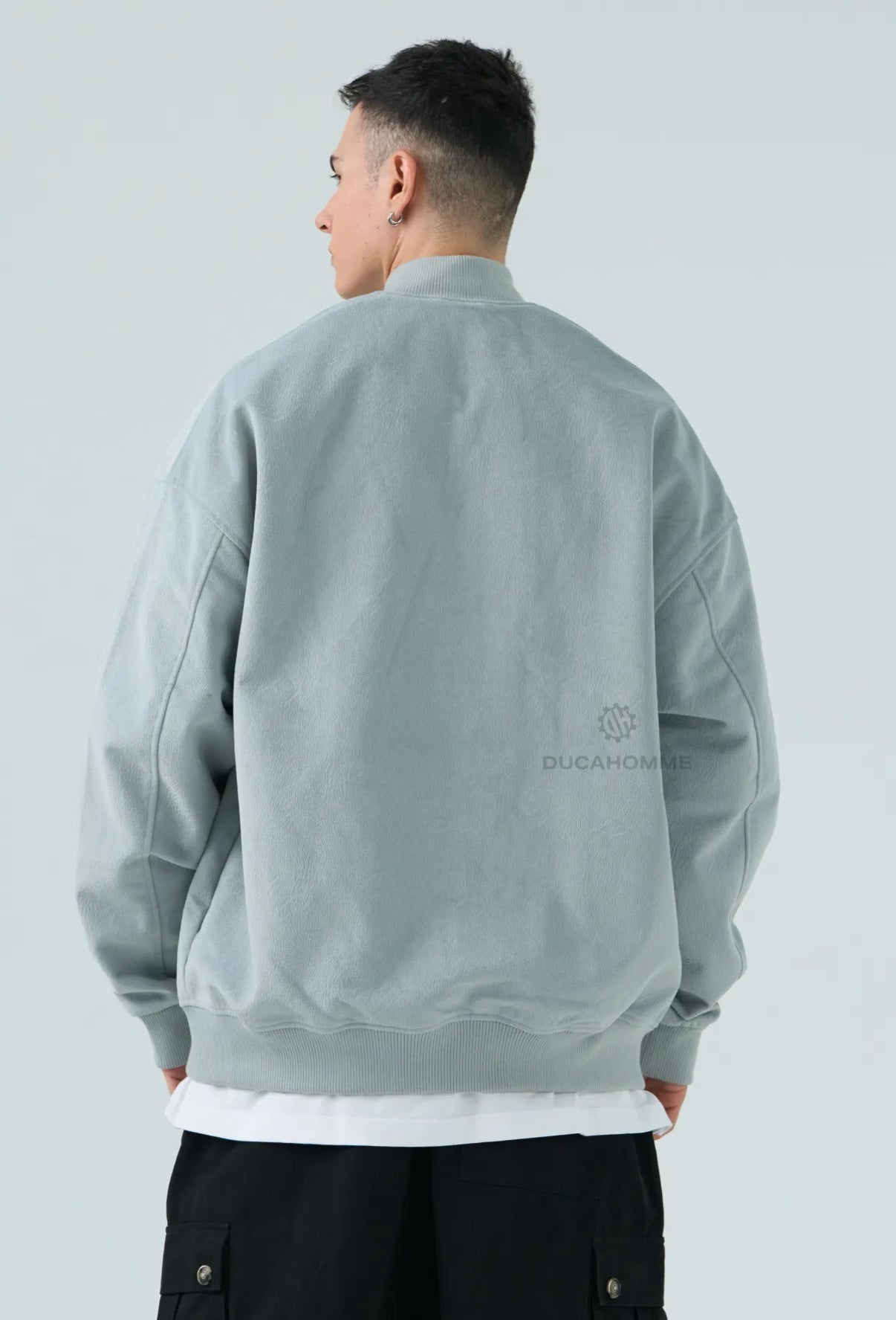 Bomber in velluto grigio