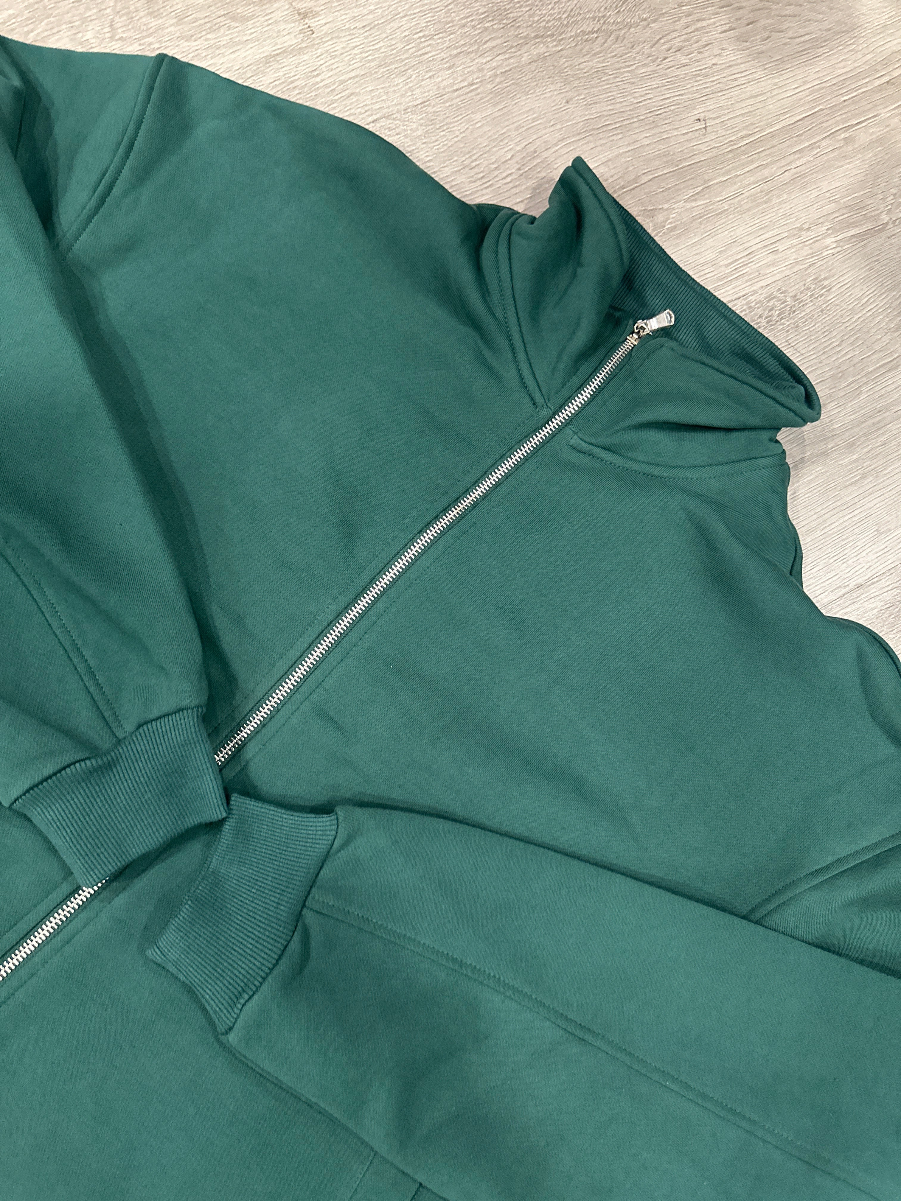 Felpa Full Zip Verde Bosco - Outdoor Urban Style