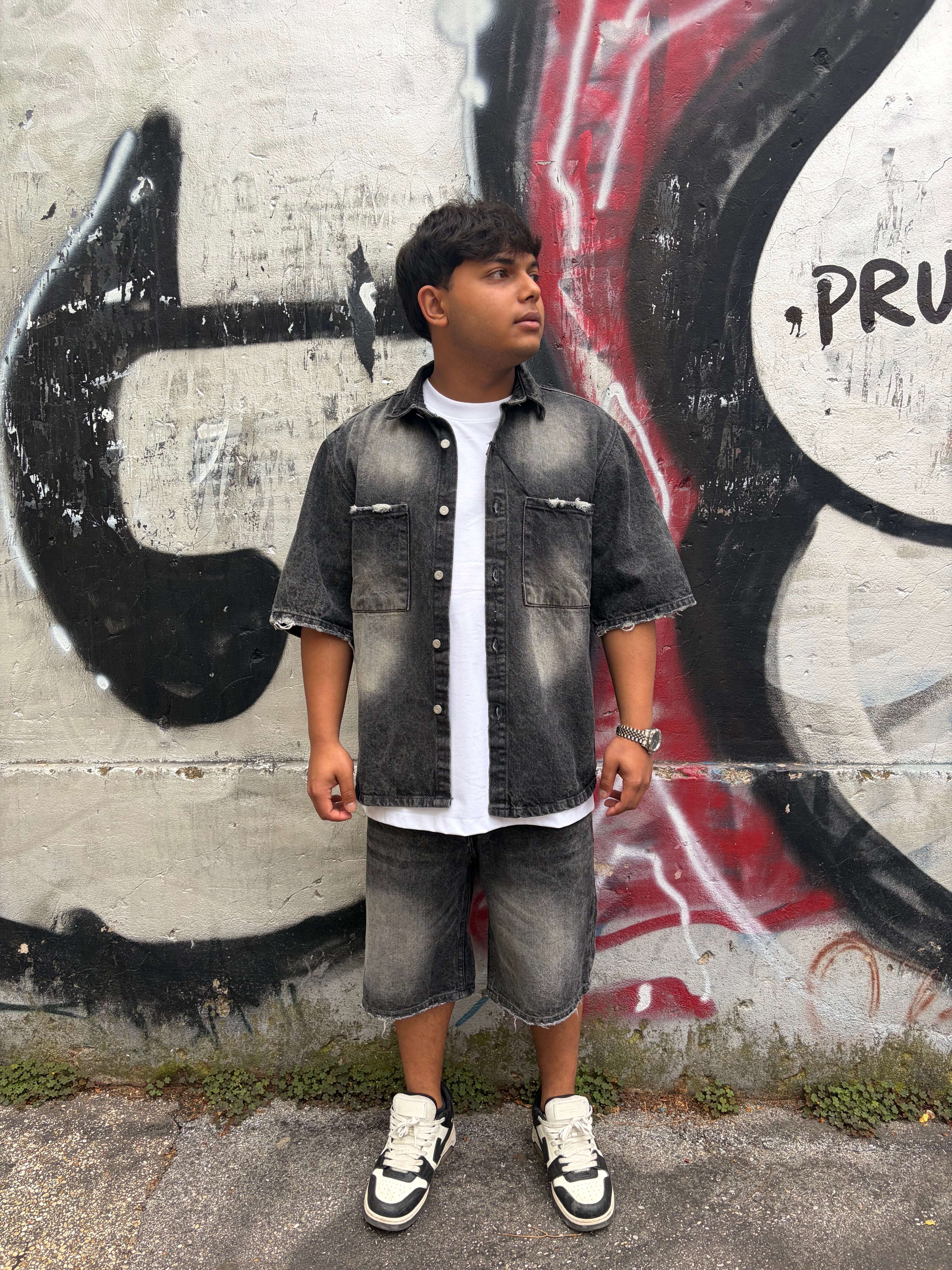 Completo Denim Washed Black | Giacca + Pantaloni | Urban Streetwear | TAZIMSHOP