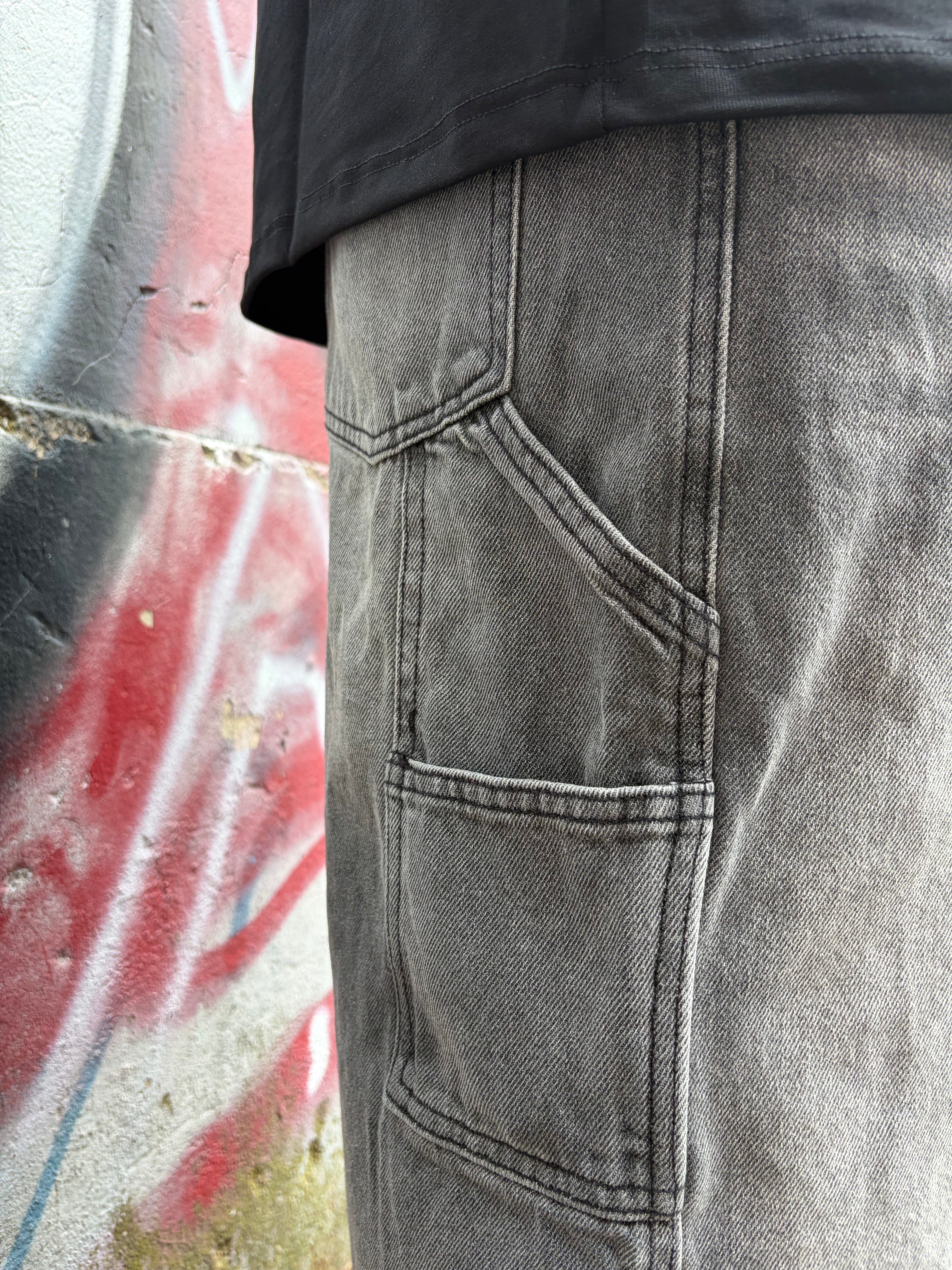 Short Denim Crap-Gray | Baggy Oversize Urban | TAZIMSHOP