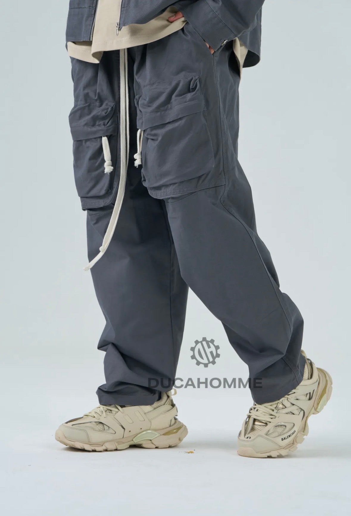 pantaloni cargofront piombo