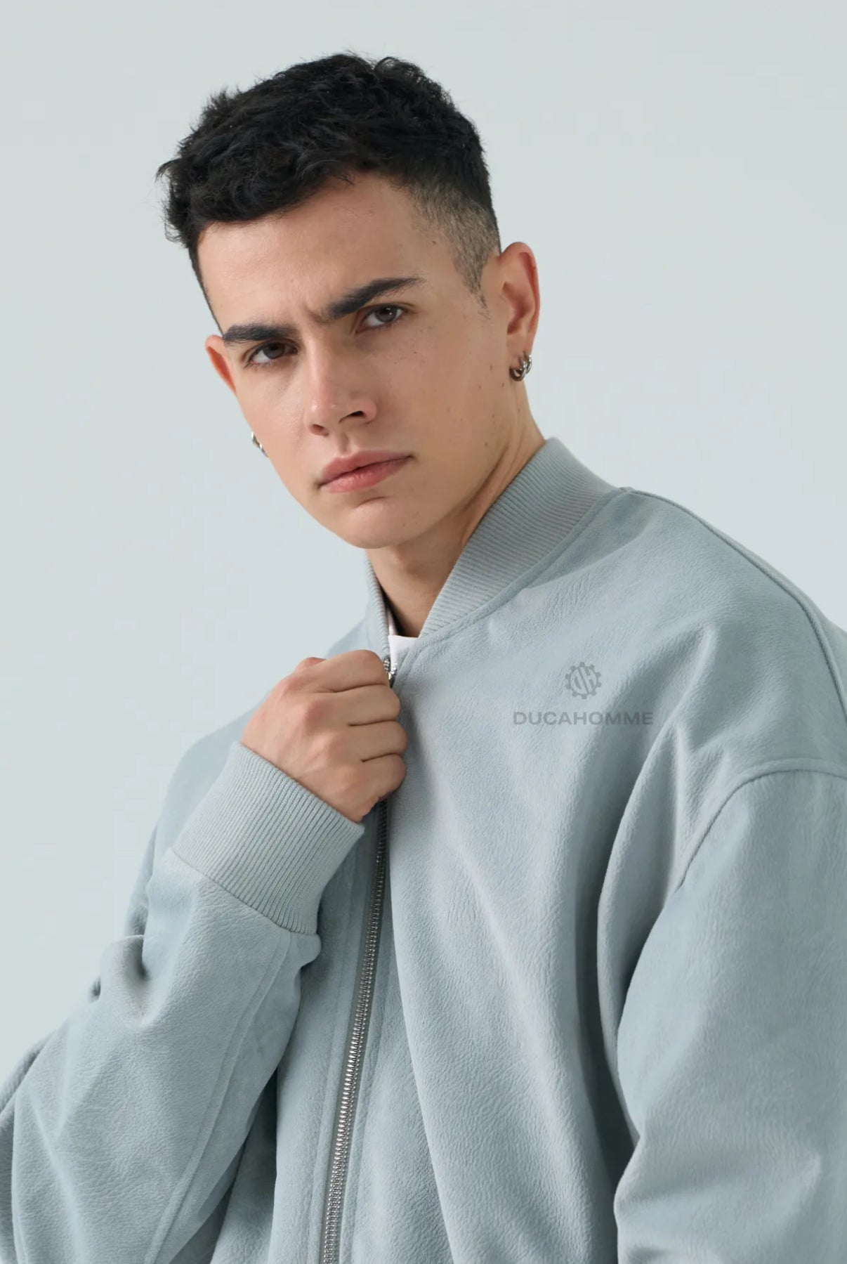 Bomber in velluto grigio