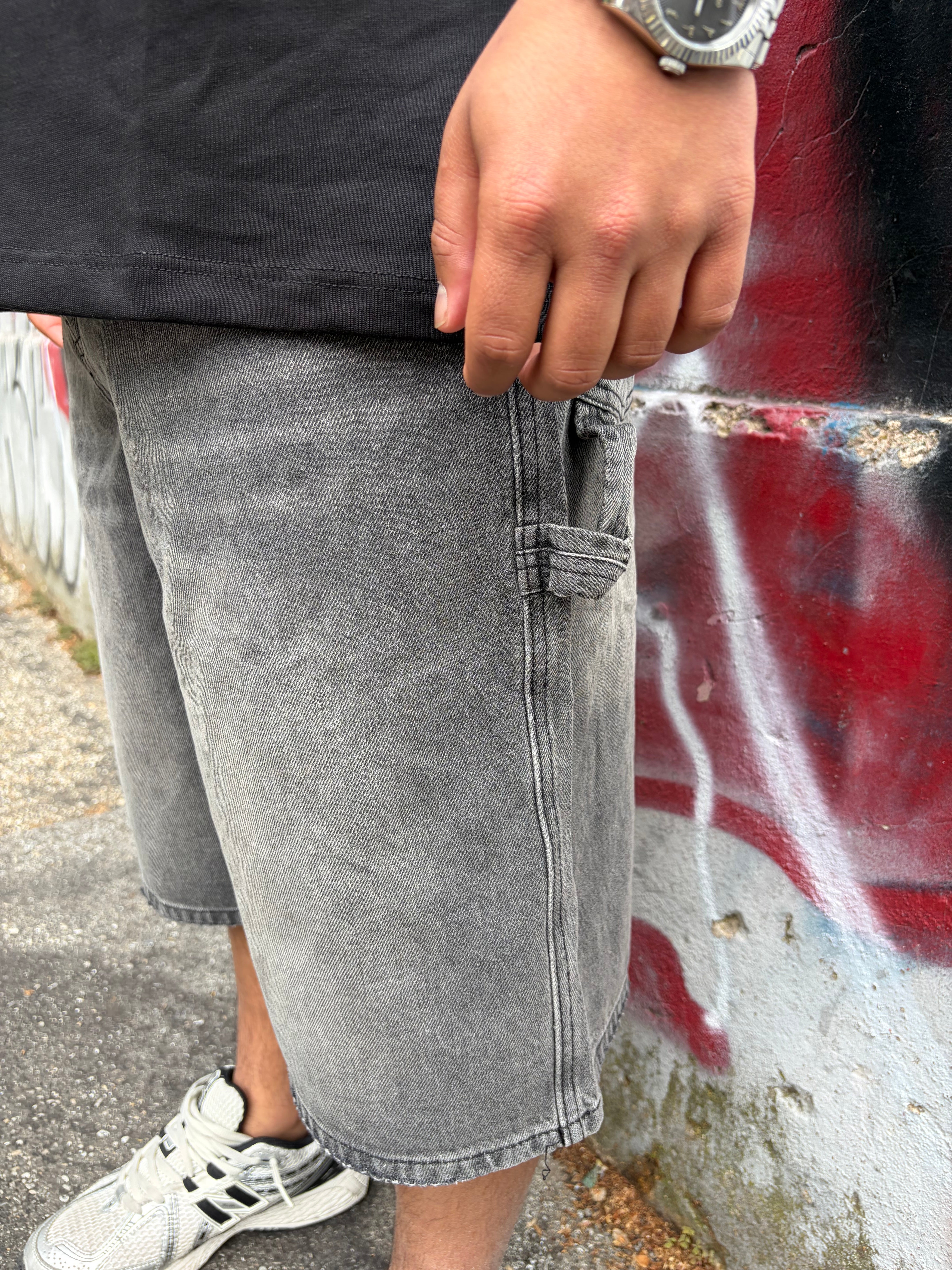 Short Denim Crap-Gray | Baggy Oversize Urban | TAZIMSHOP