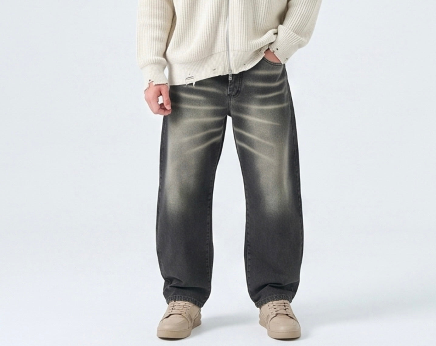 Jeans Baggy Dark Brown Washed