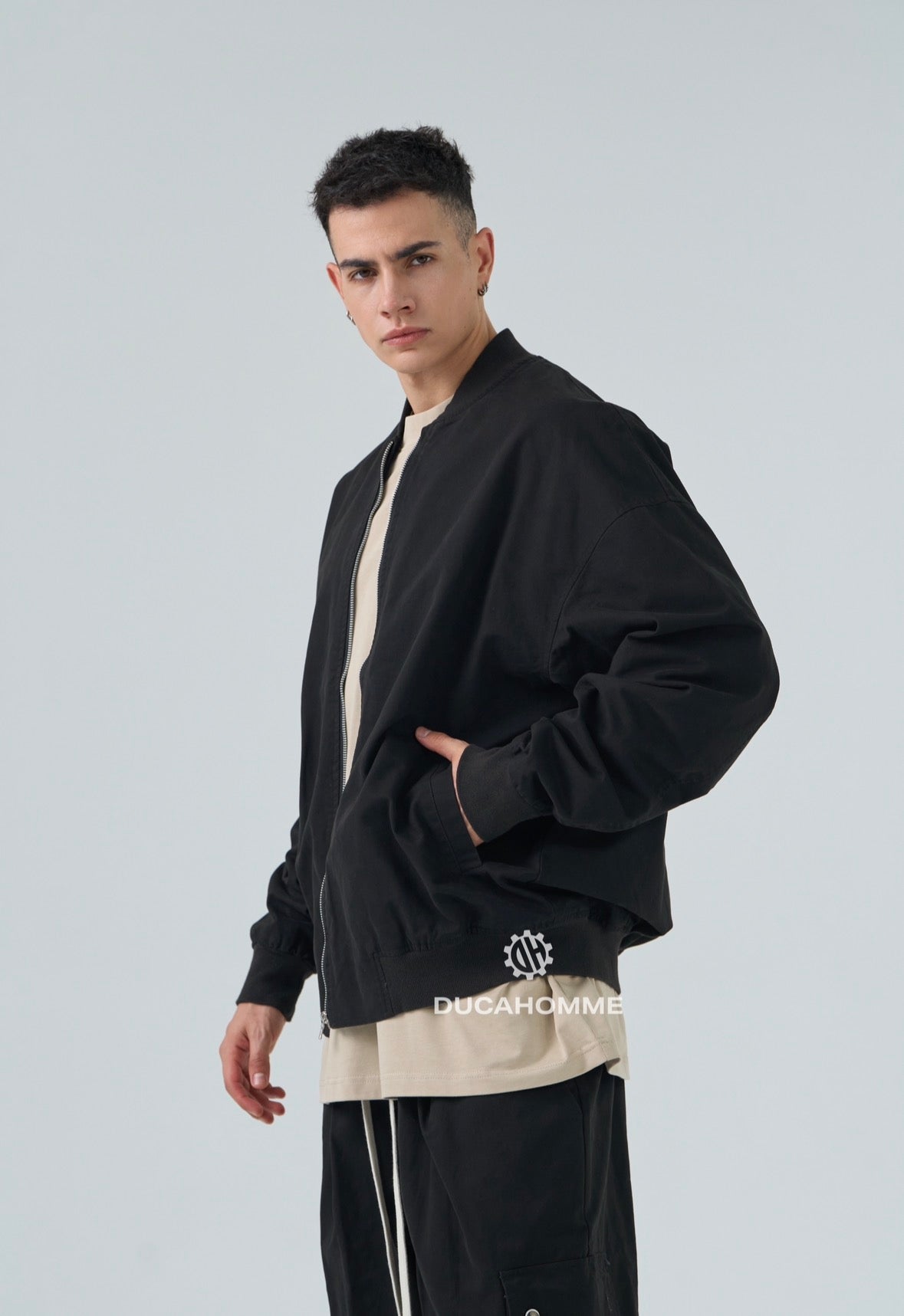 bomber girocollo nero