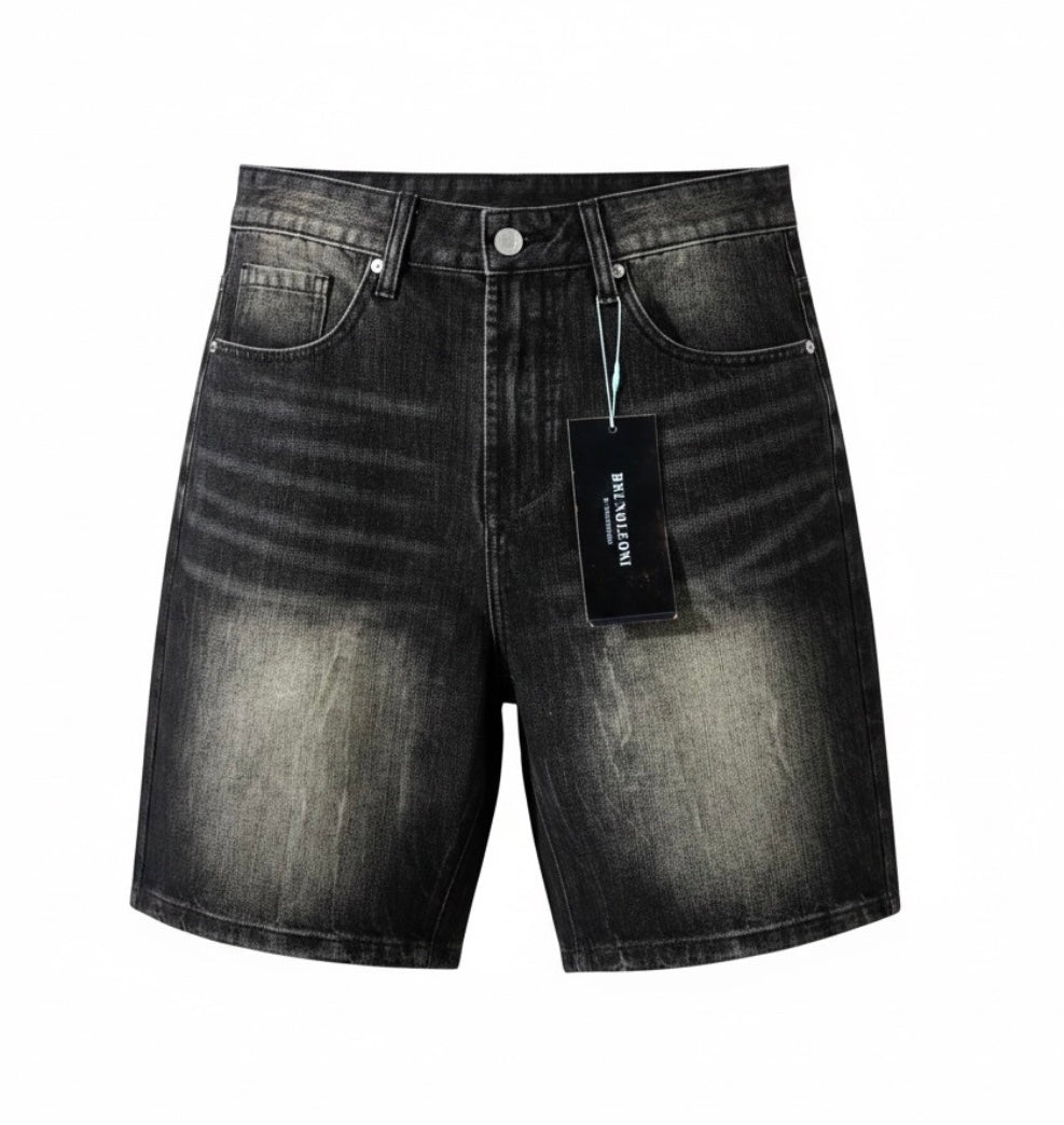 Short Denim Washed Black & Beige | Baggy Urban | TAZIMSHOP