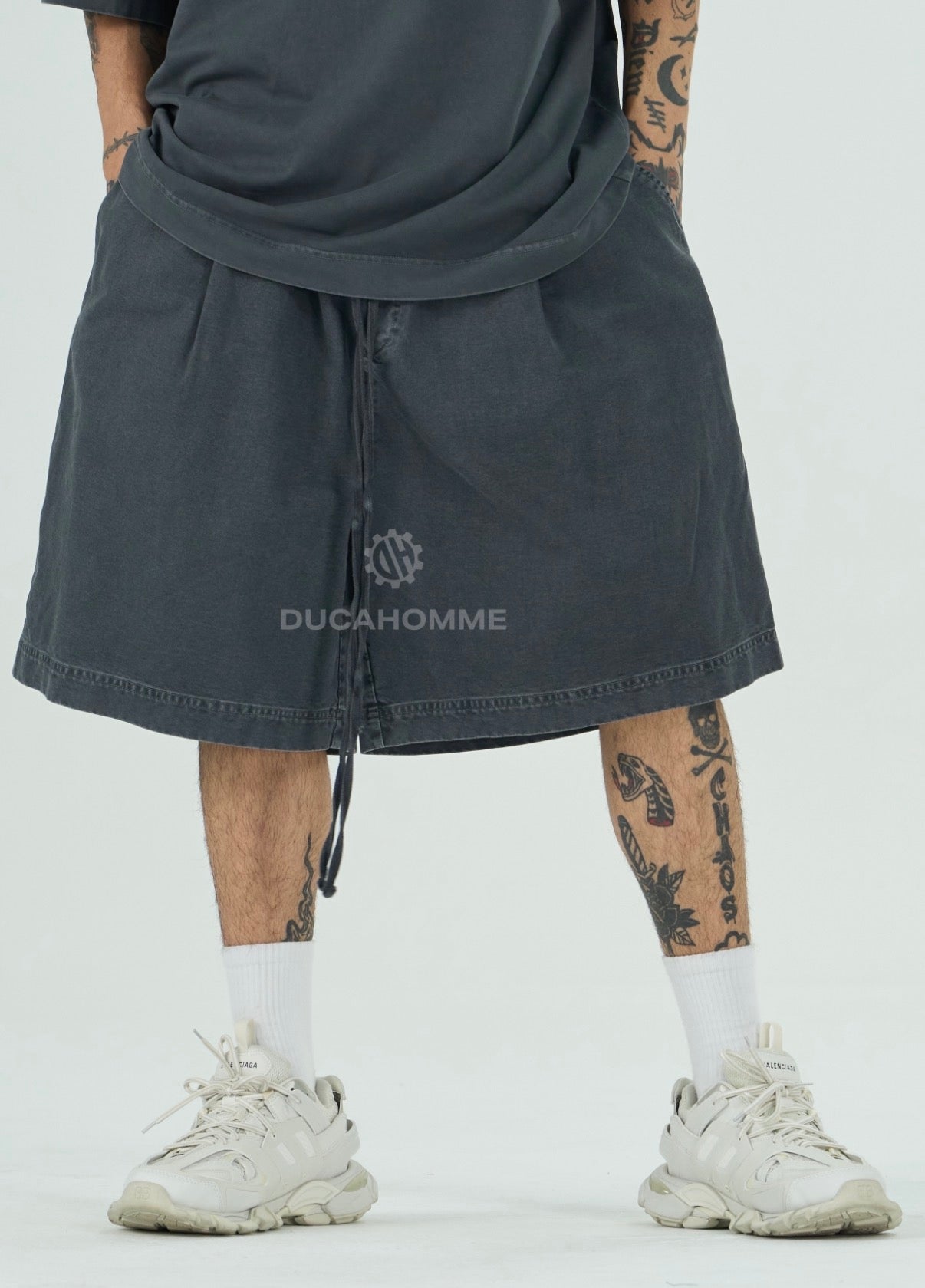 Pantaloncino Washed Grigio Scuro | Baggy Urban | TAZIMSHOP