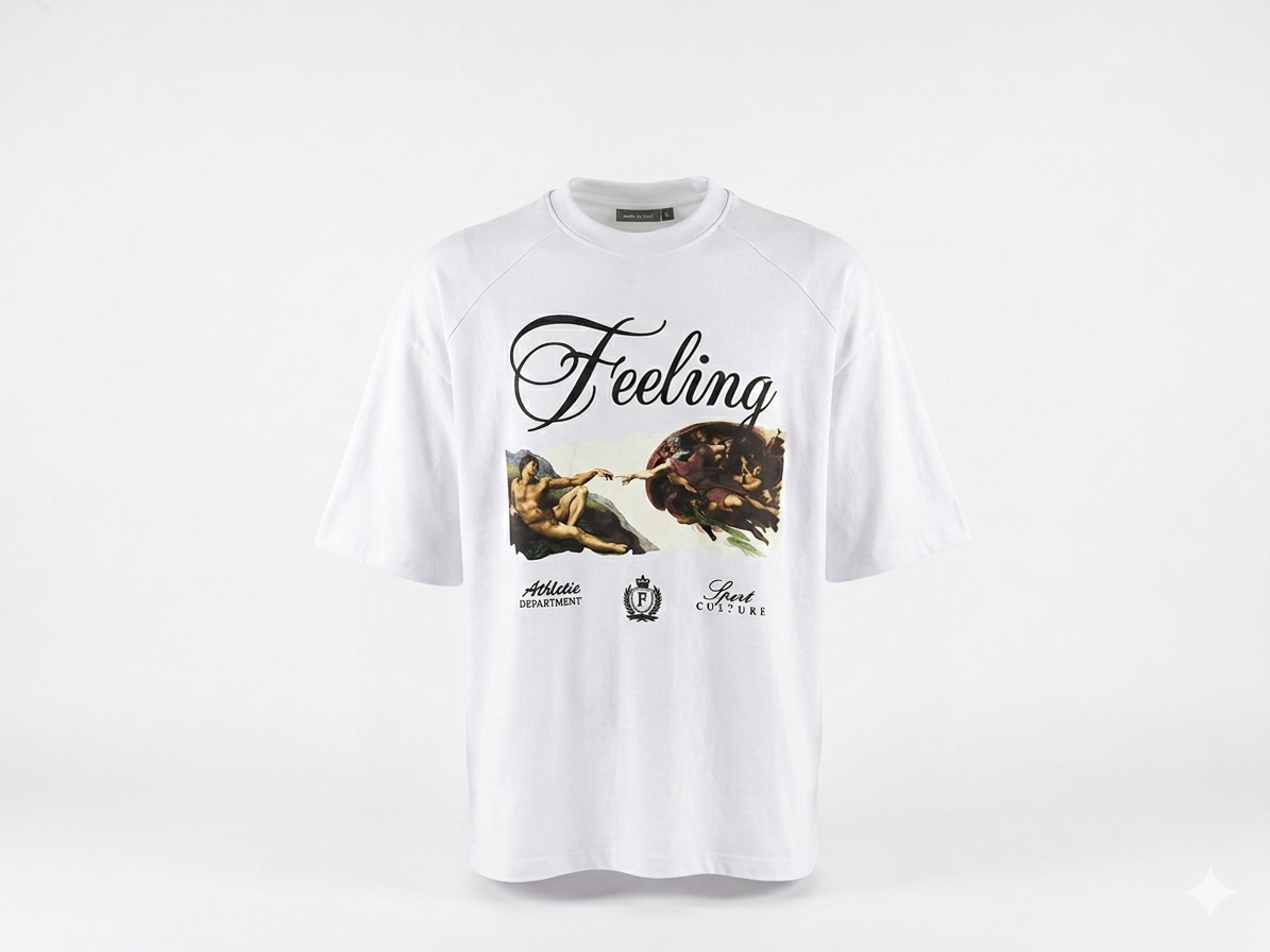 T-Shirt Feeling White| Oversize Graphic Streetwear | TAZIMSHOP