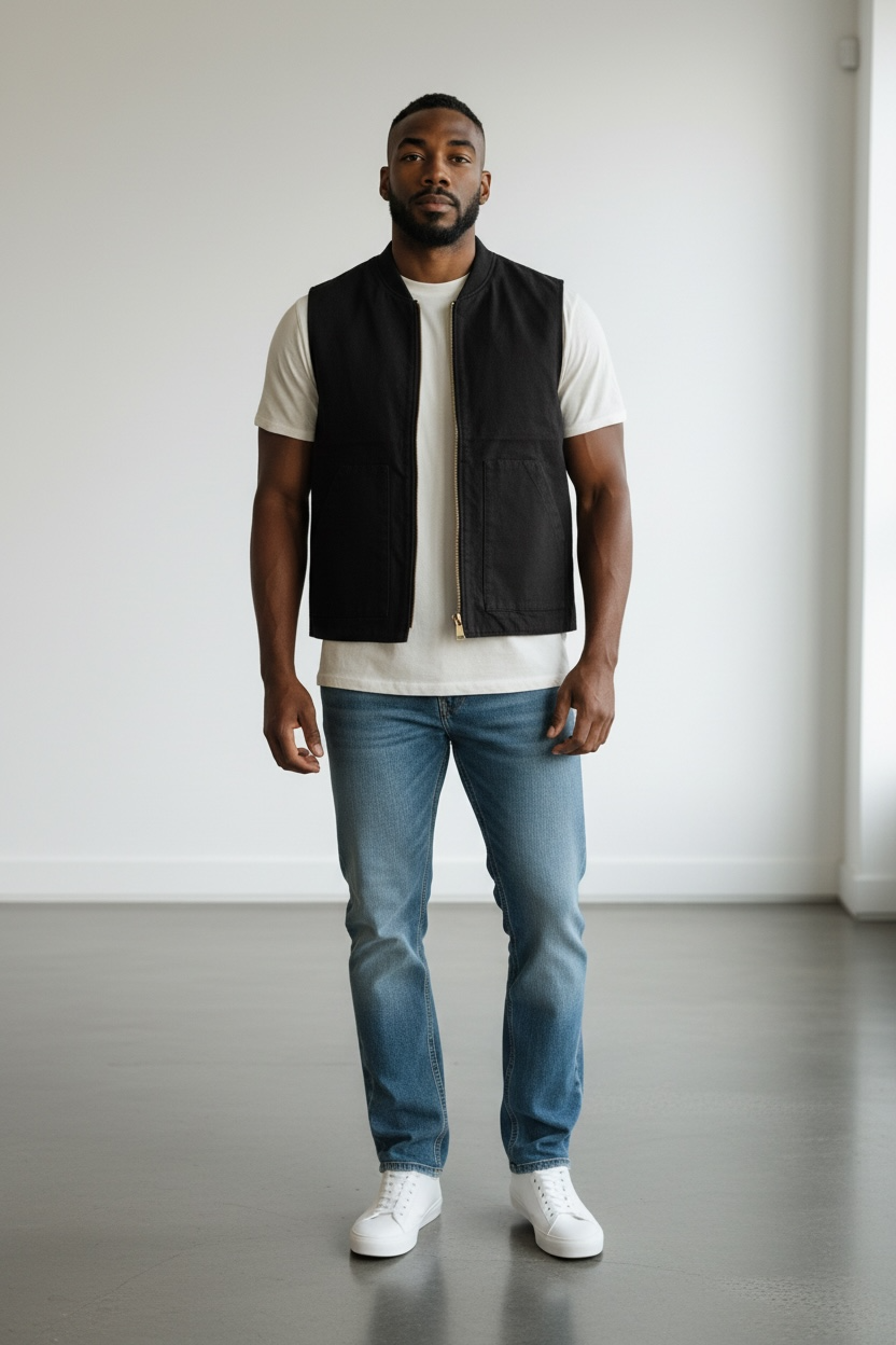 Gilet essential nera in cotone