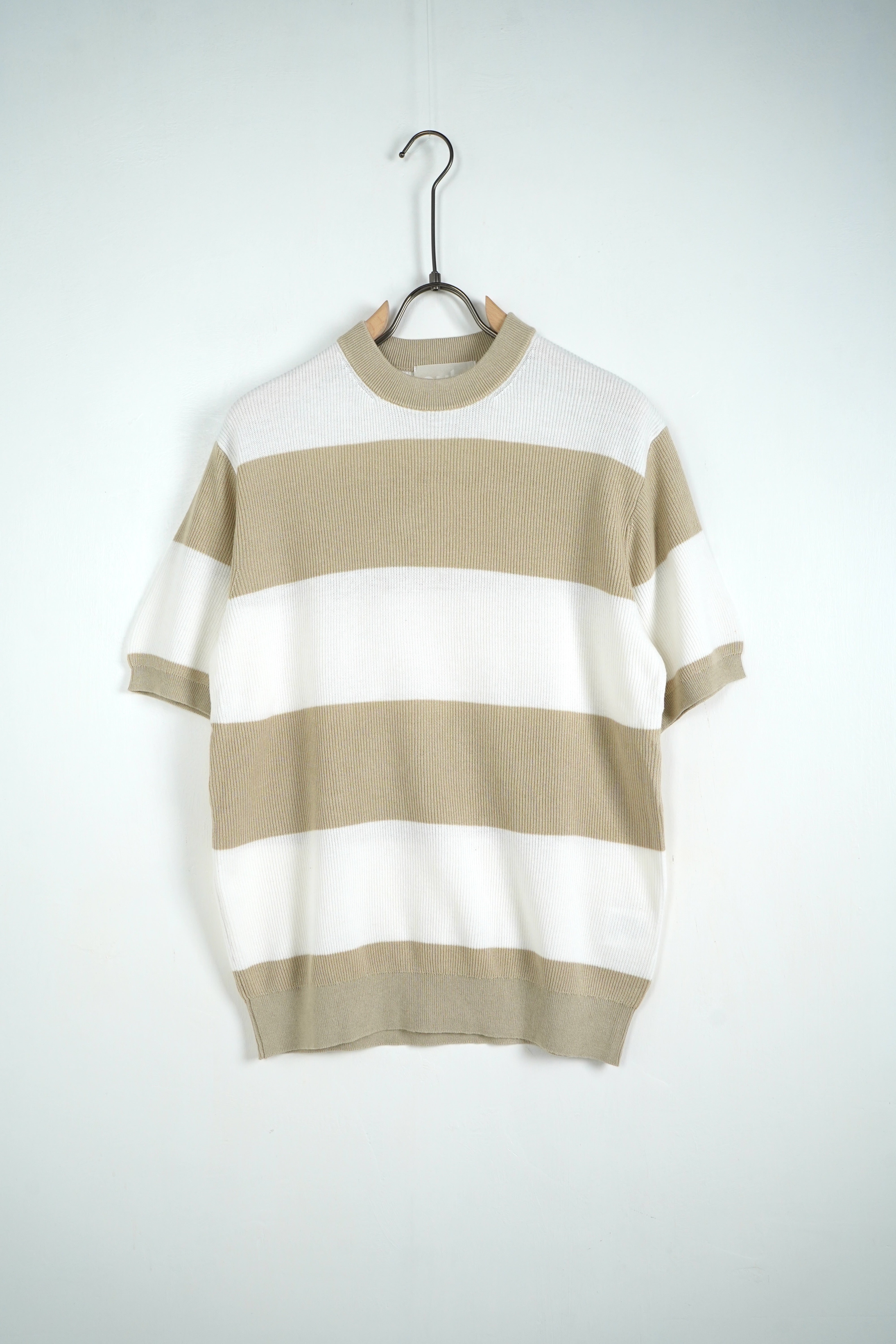 Maglia girocollo line beige&white