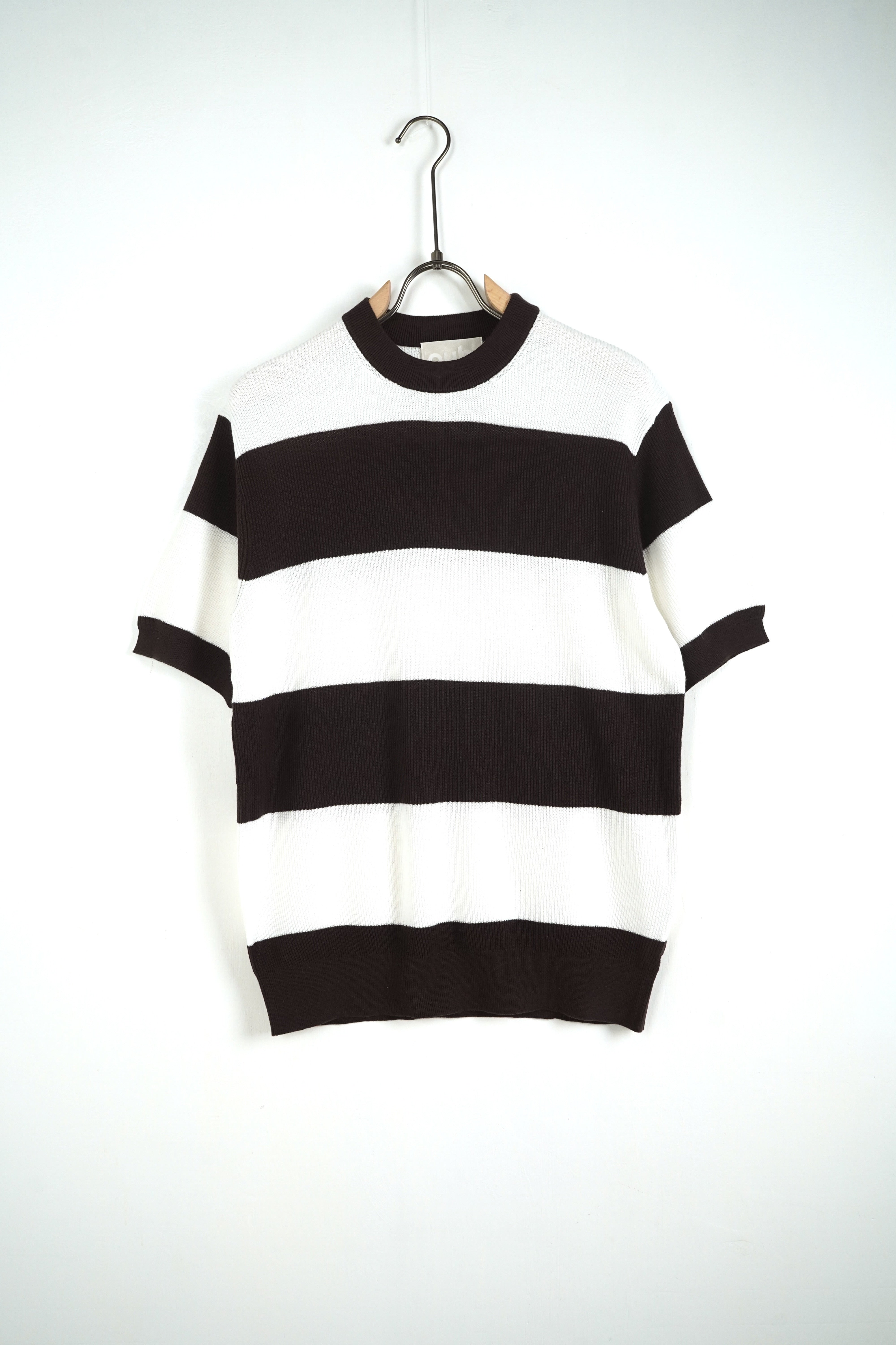 Maglia girocollo line brown&white