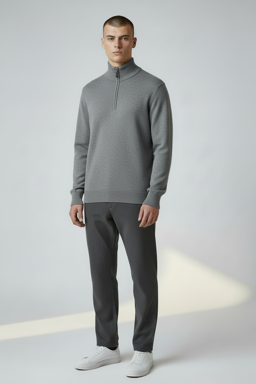 maglia essential zip grigio