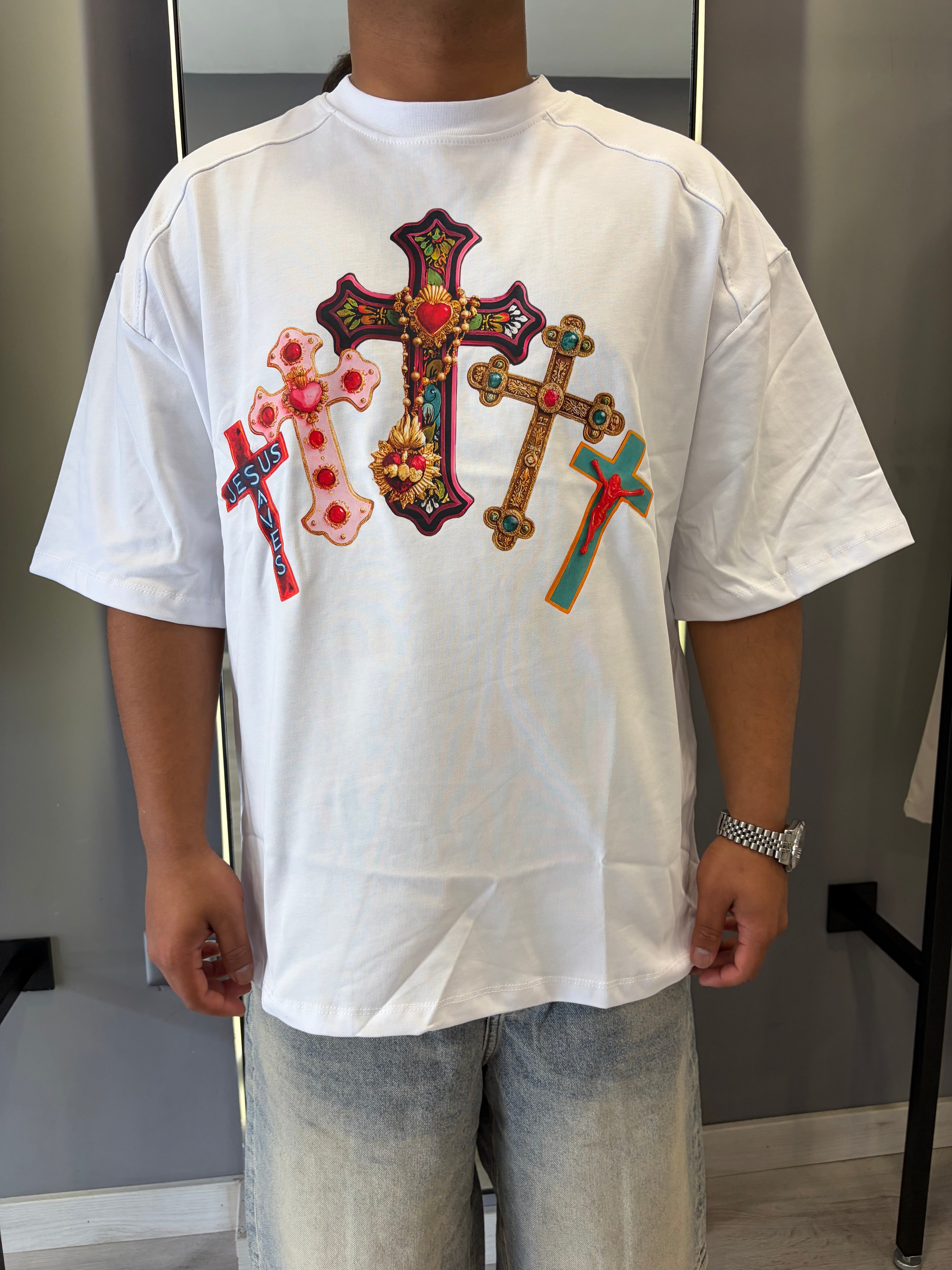 T-Shirt Colored Crosses | Oversize Graphic Streetwear | TAZIMSHOP
