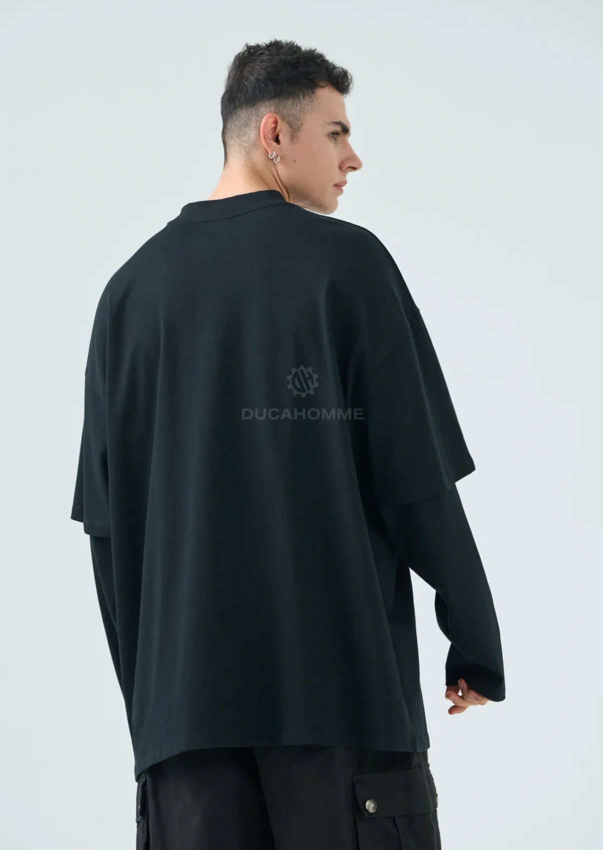 Maglietta Oversize Layered nera