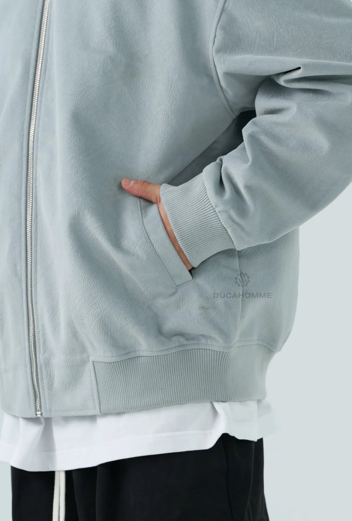 Bomber in velluto grigio