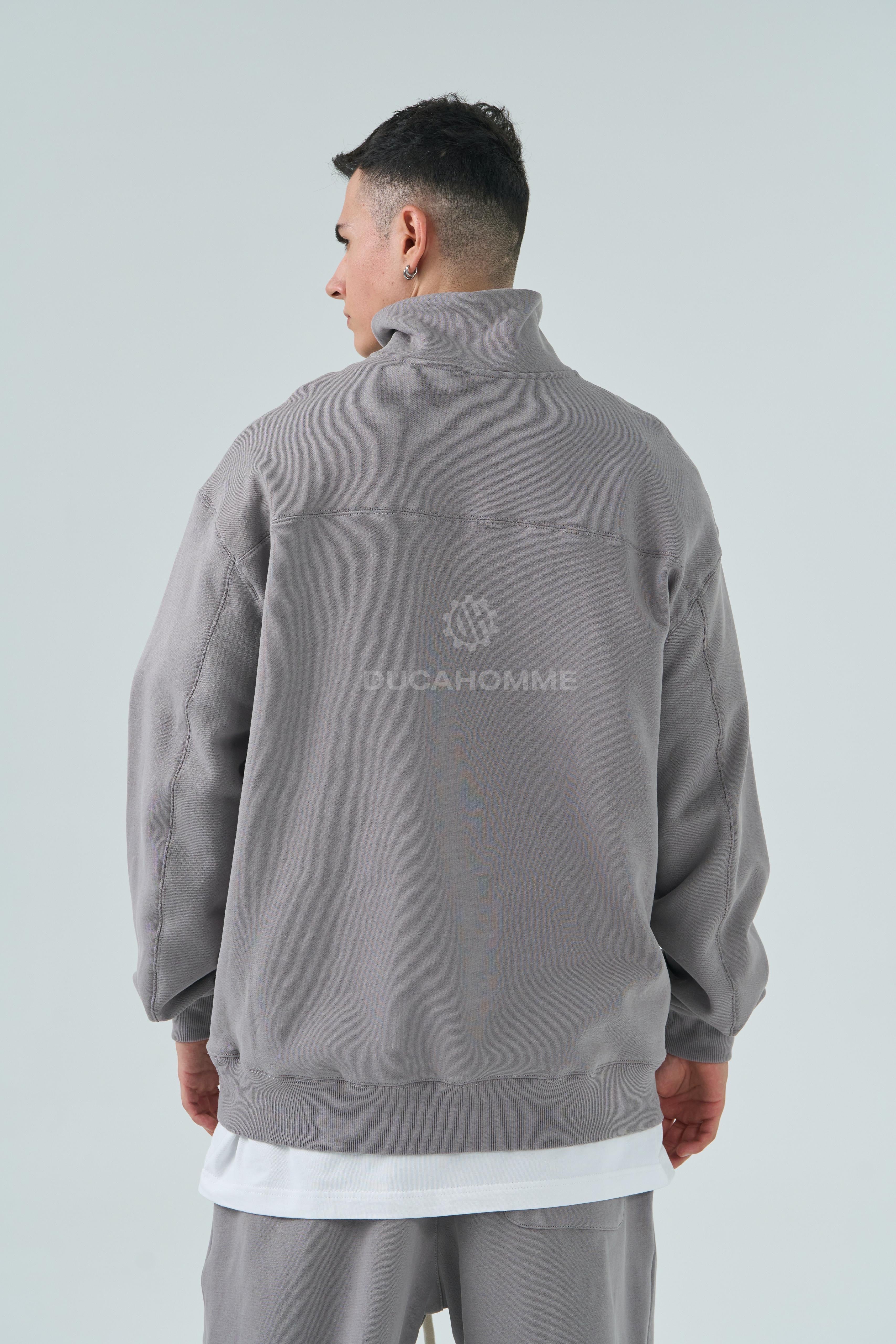 felpa quarter zip grigio chiaro