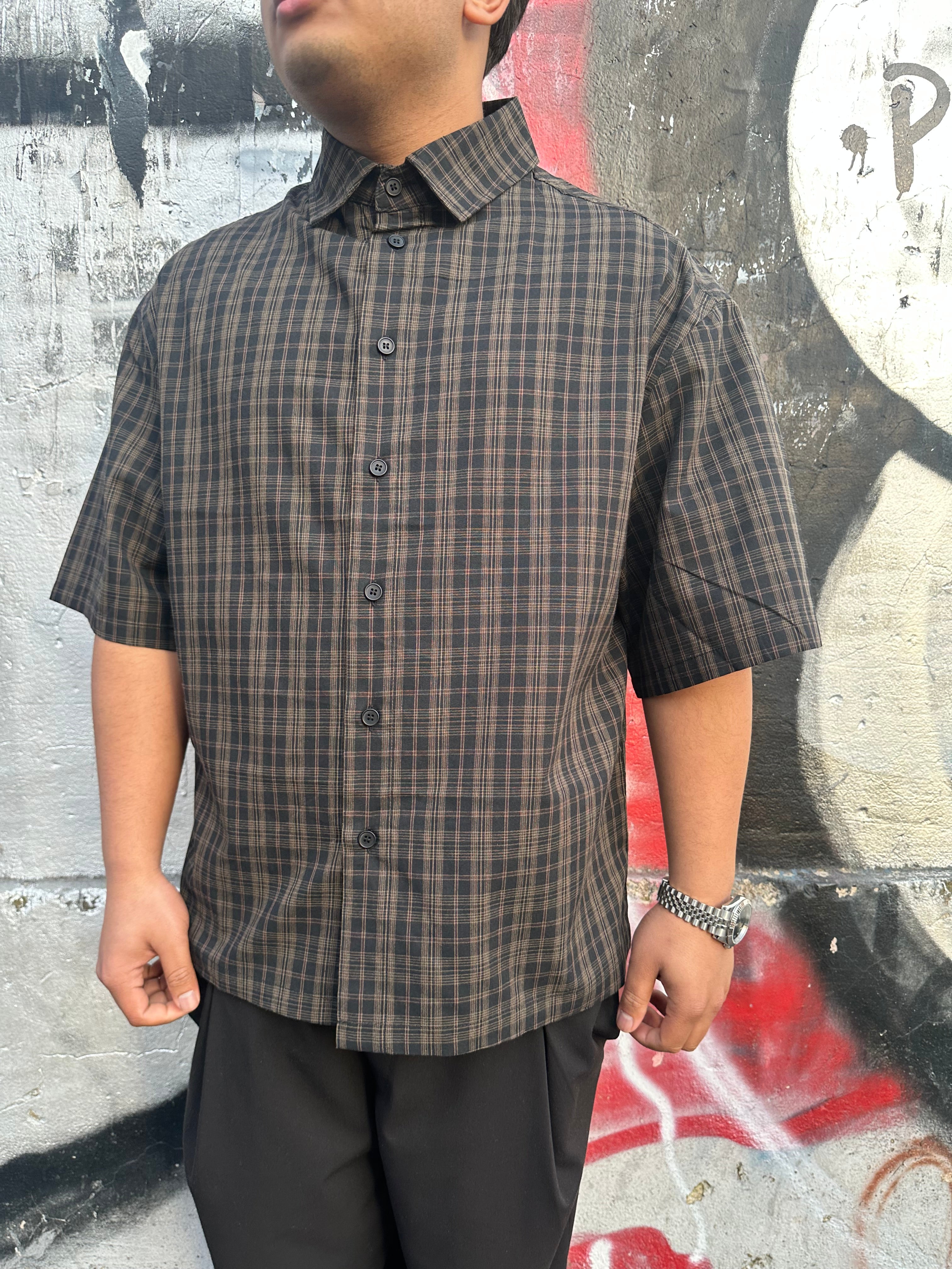 camicia multi-line shore marrone