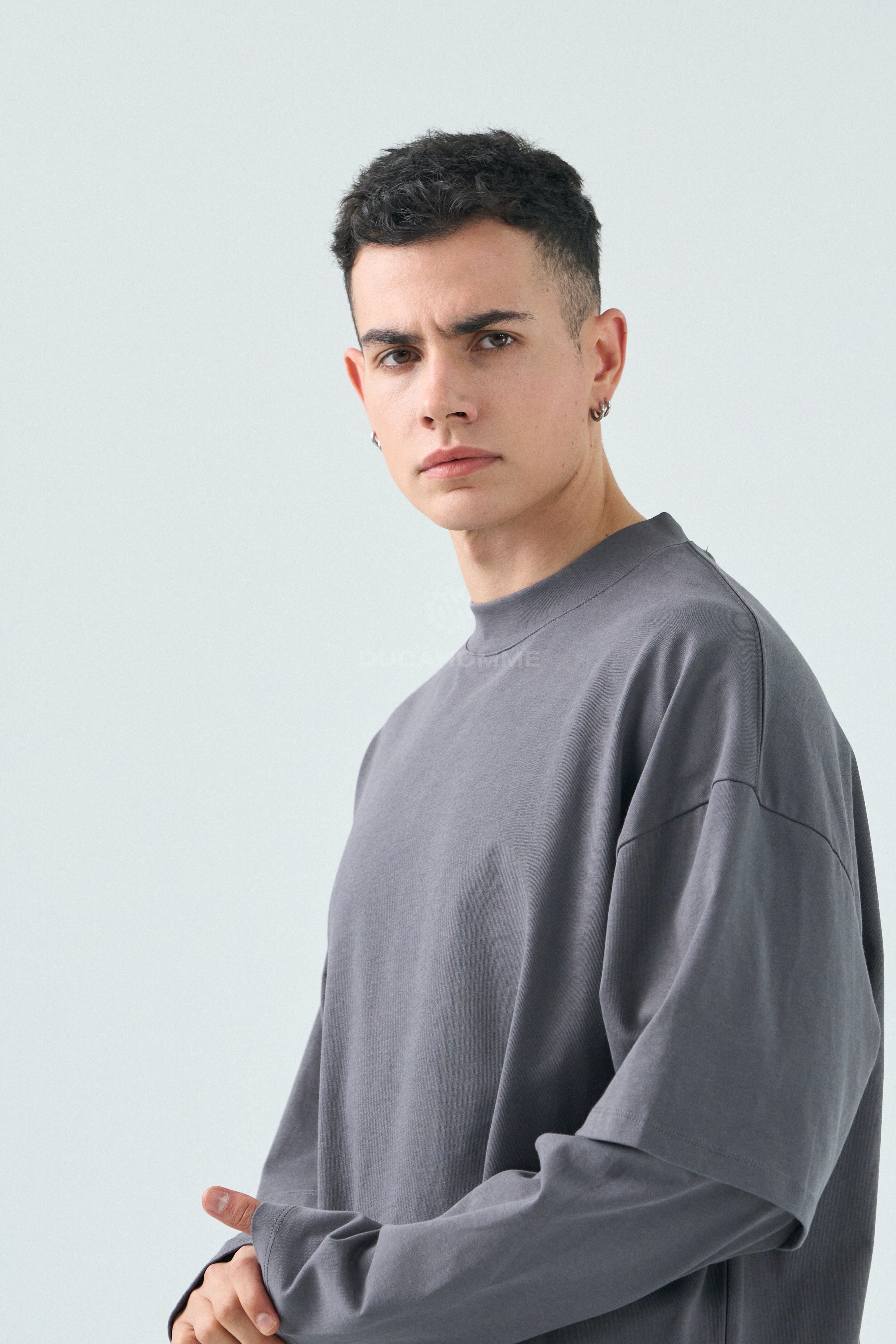 Maglietta Oversize Layered Grigia