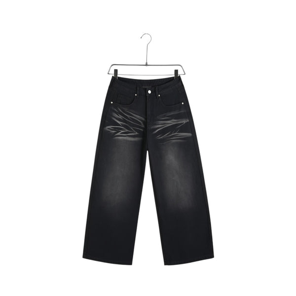 Jeans Wide-Leg Spray — Nero