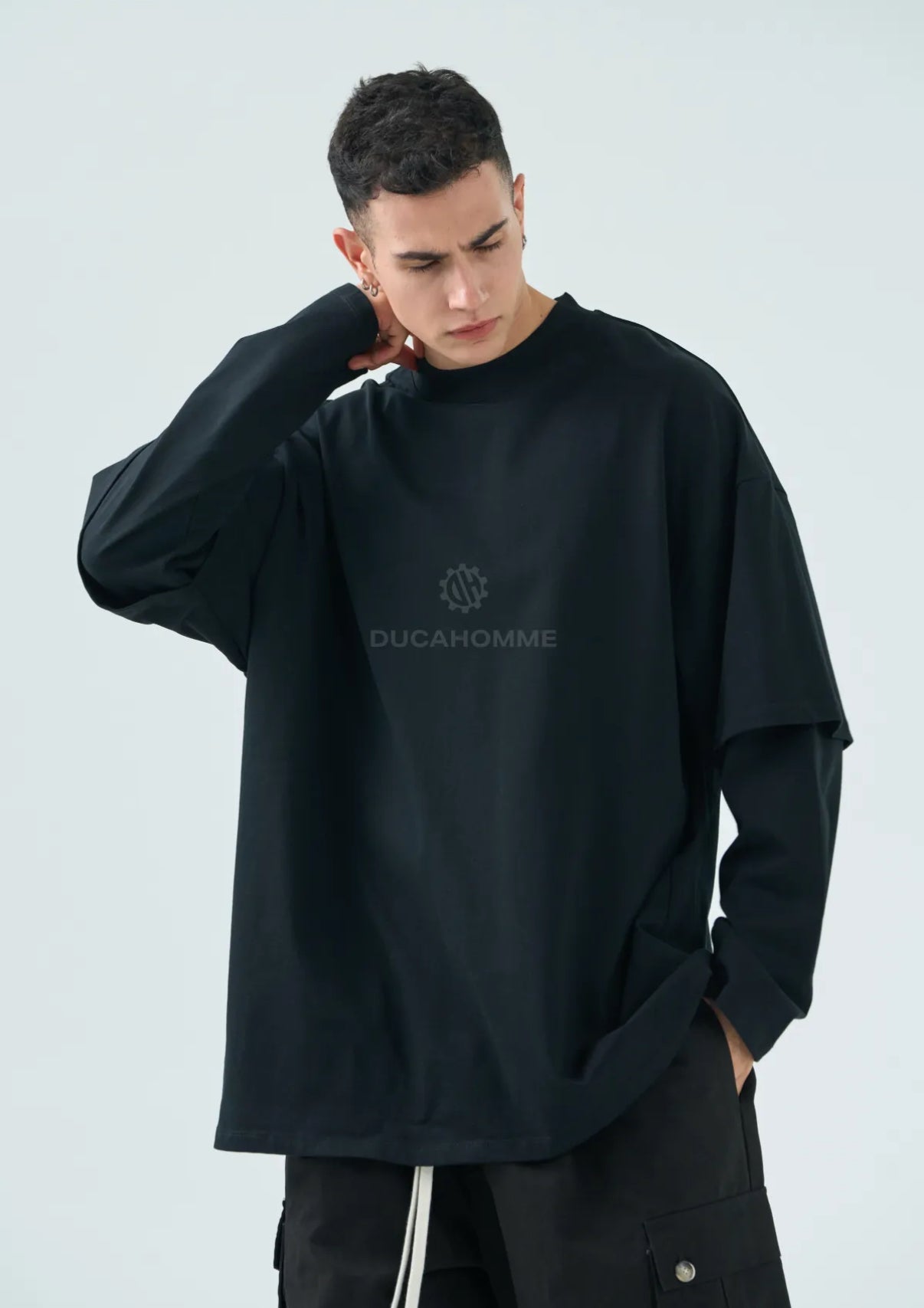 Maglietta Oversize Layered nera