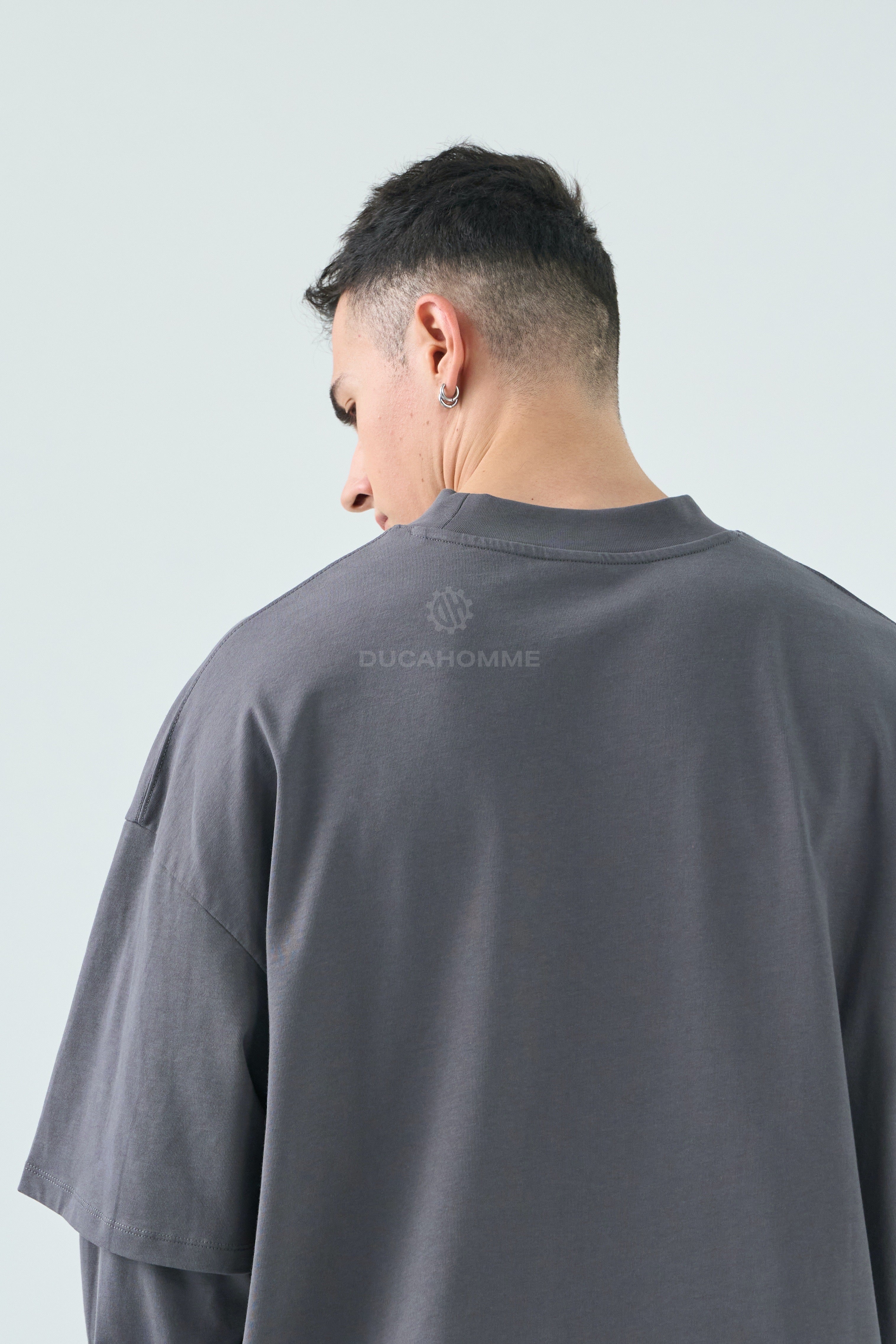 Maglietta Oversize Layered Grigia