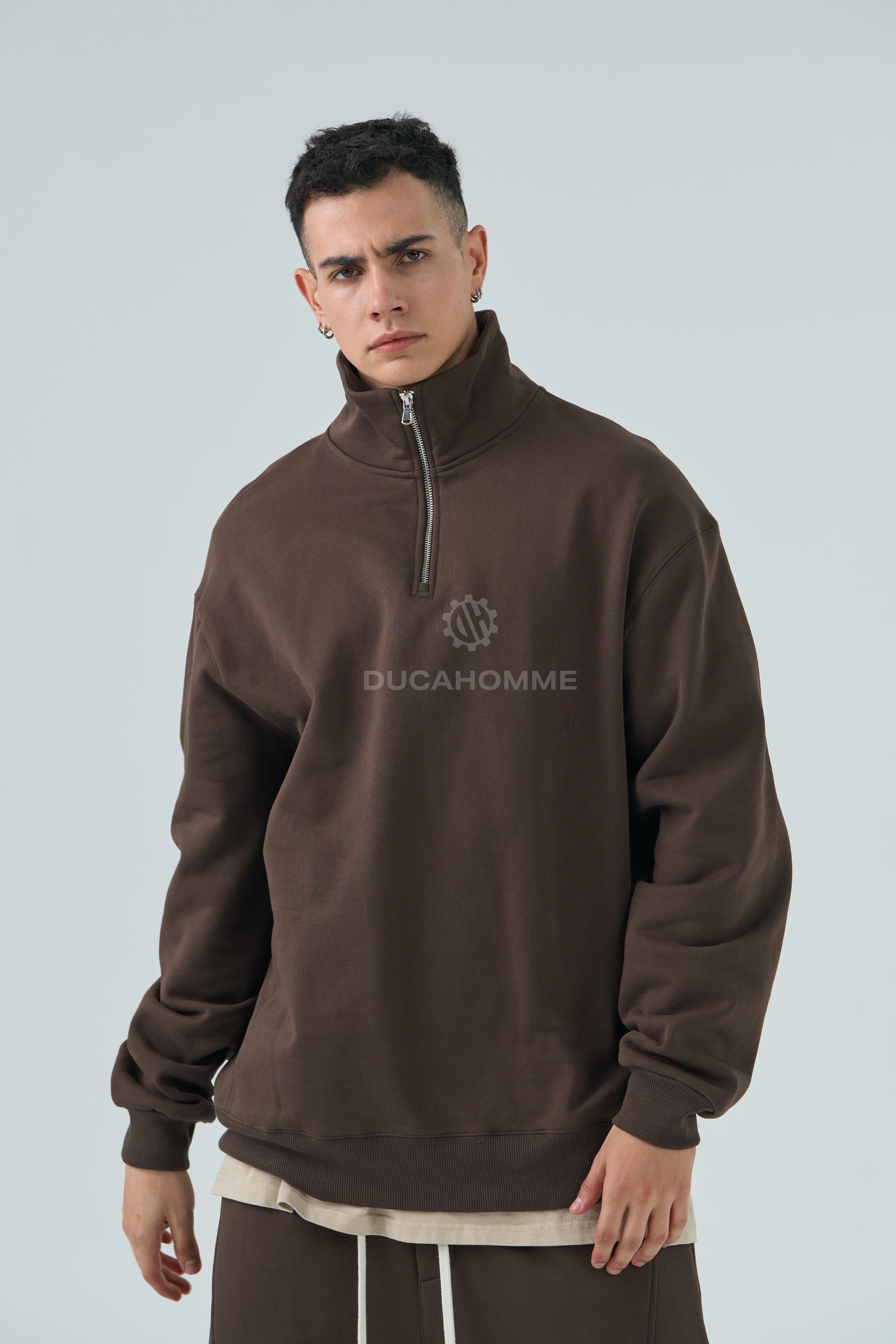 felpa quarter zip caffè