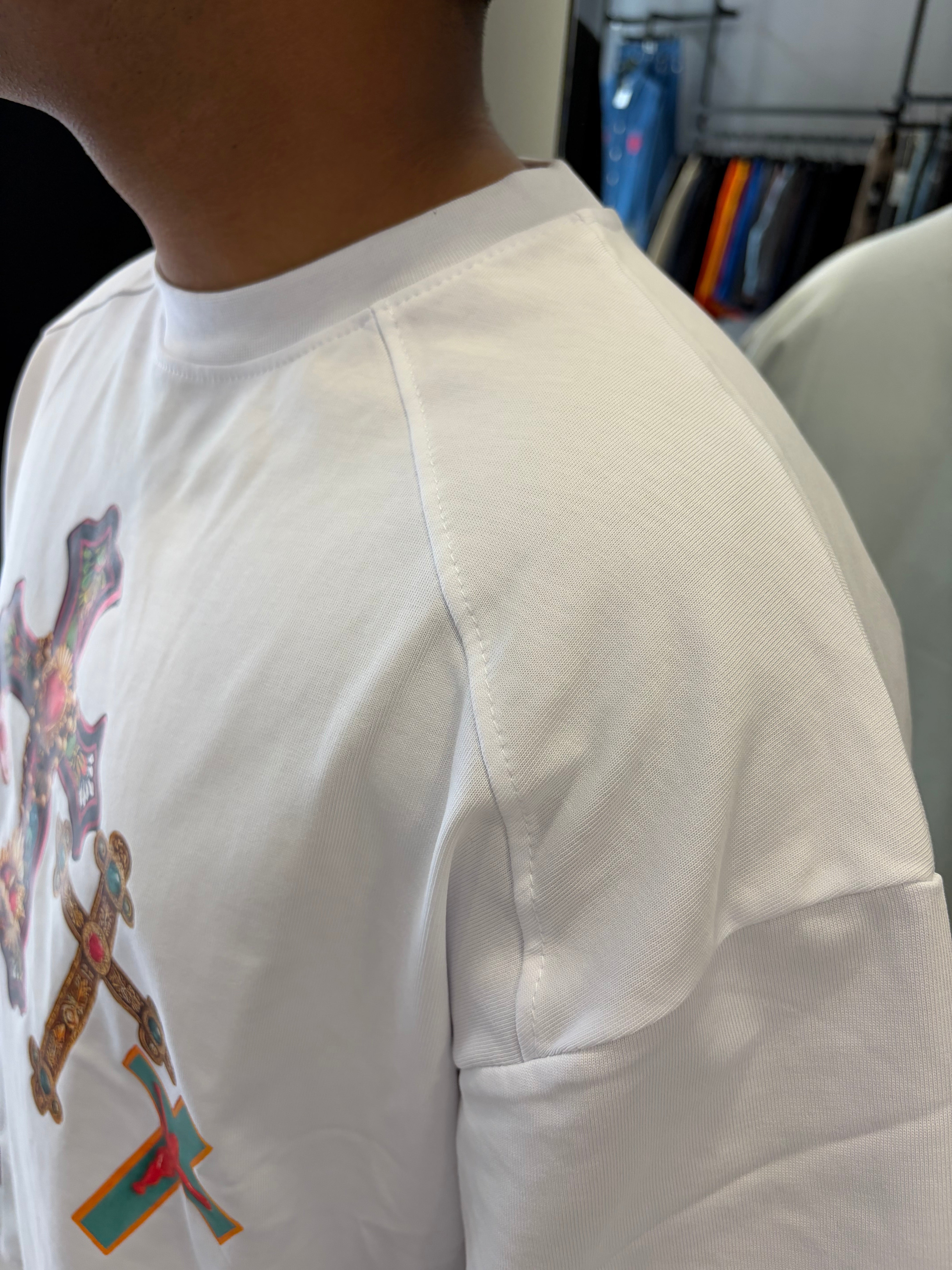 T-Shirt Colored Crosses White| Oversize Graphic Streetwear | TAZIMSHOP