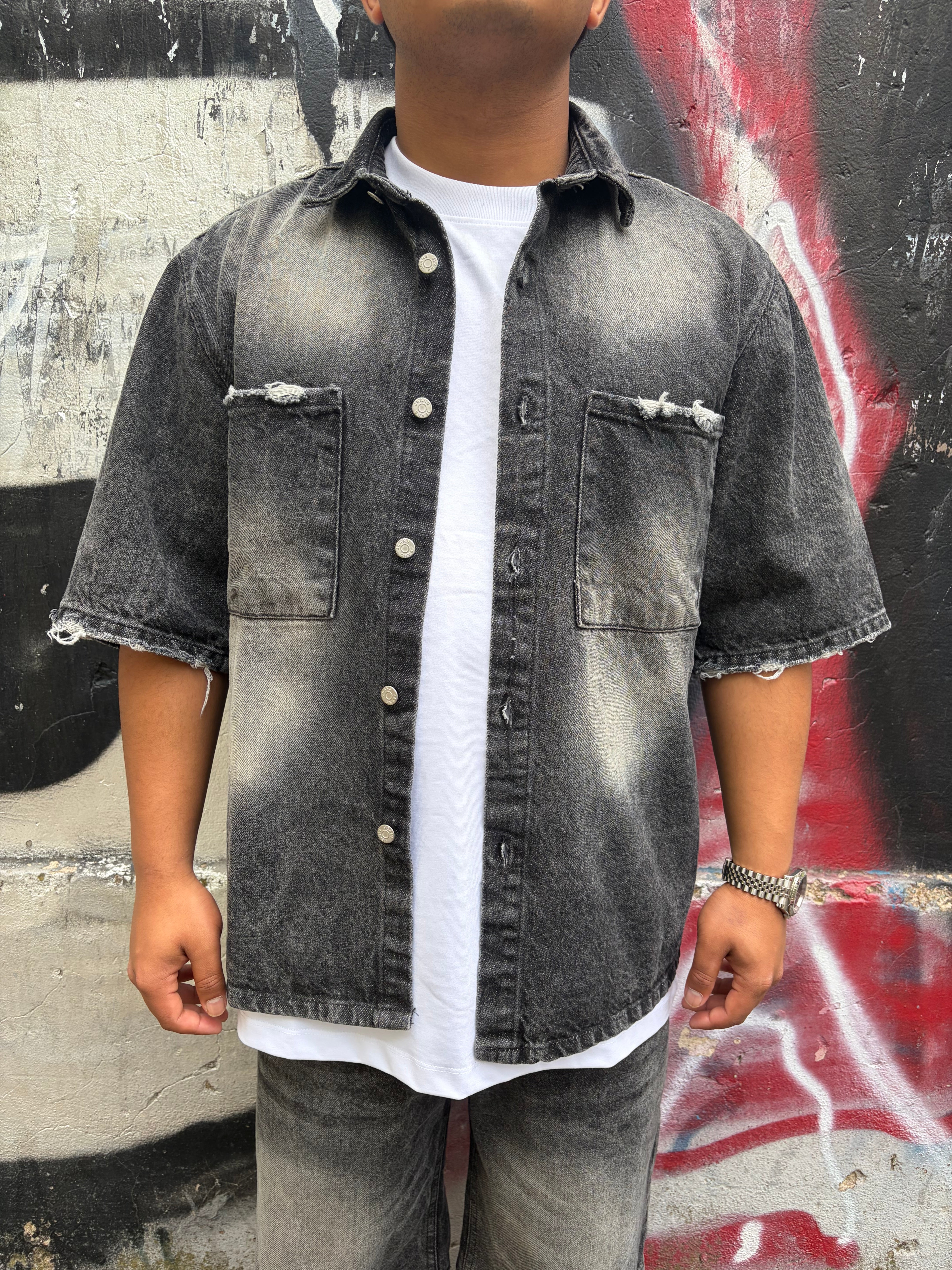 Completo Denim Washed Black | Giacca + Pantaloni | Urban Streetwear | TAZIMSHOP