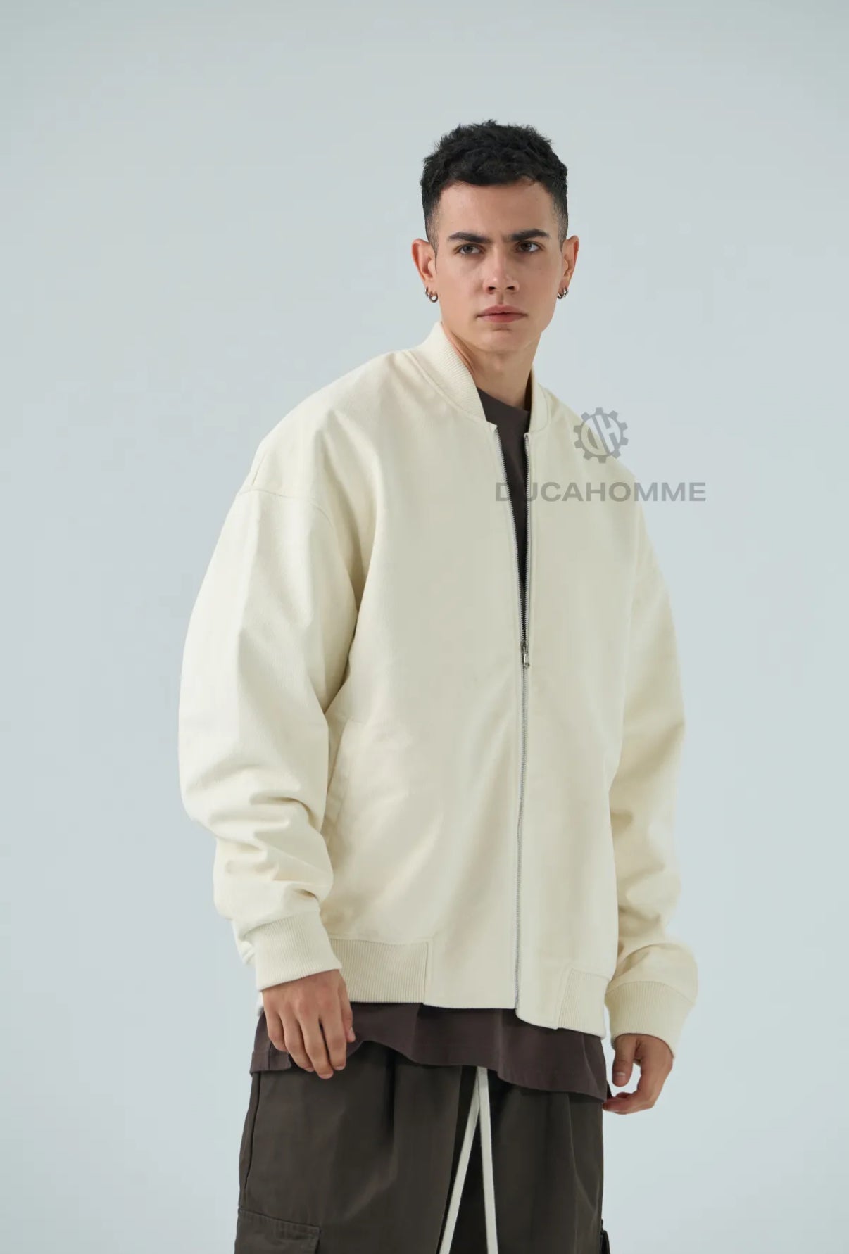 Bomber in velluto panna