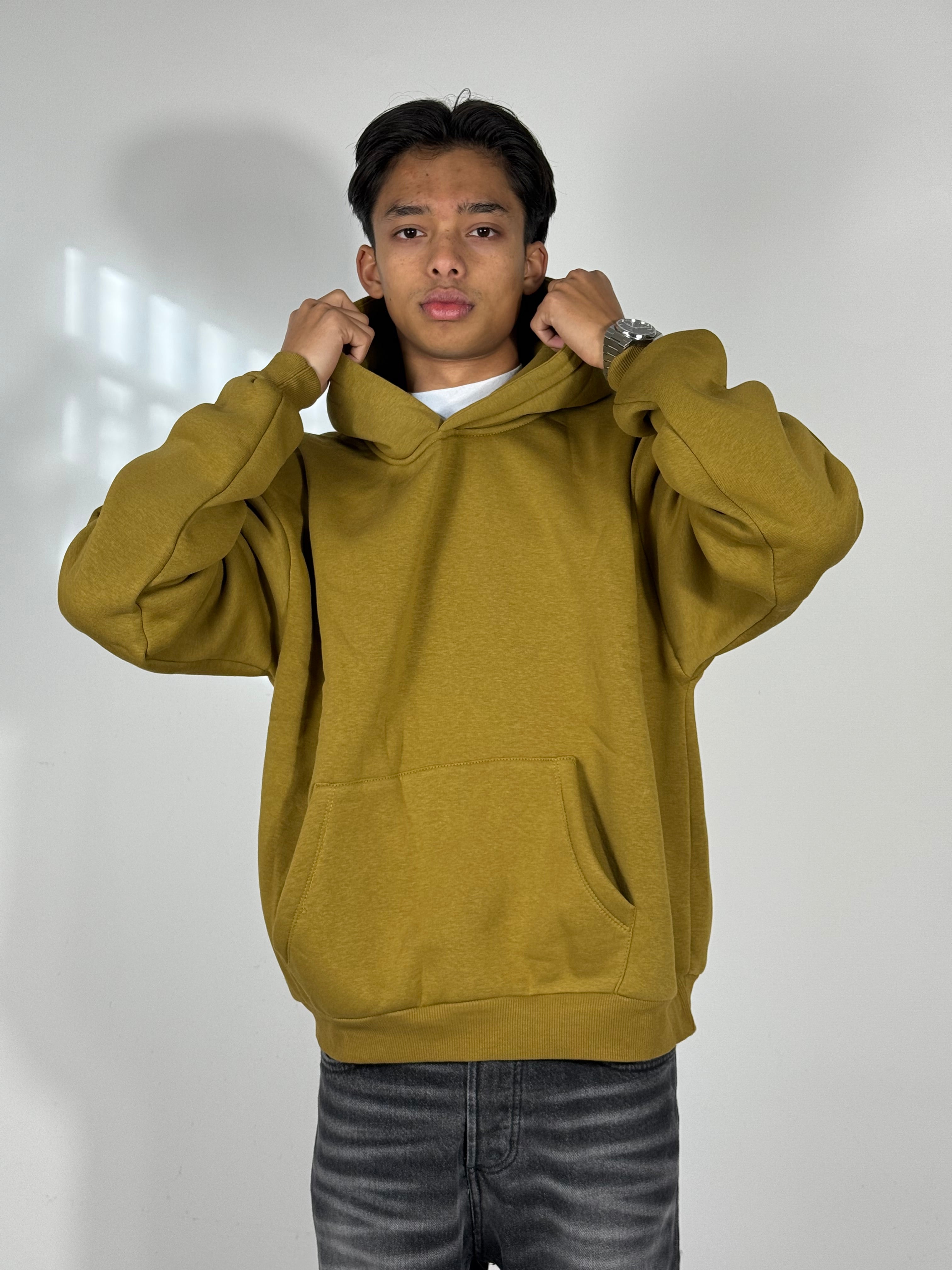 Felpa boxy fit senape