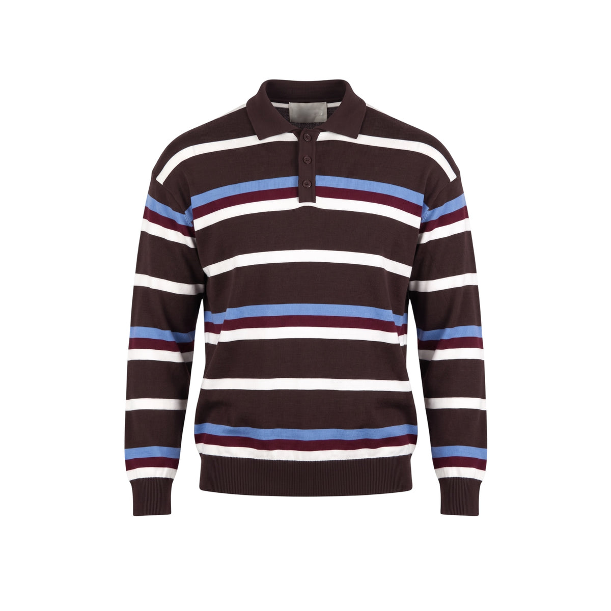 Polo multi-line marrone