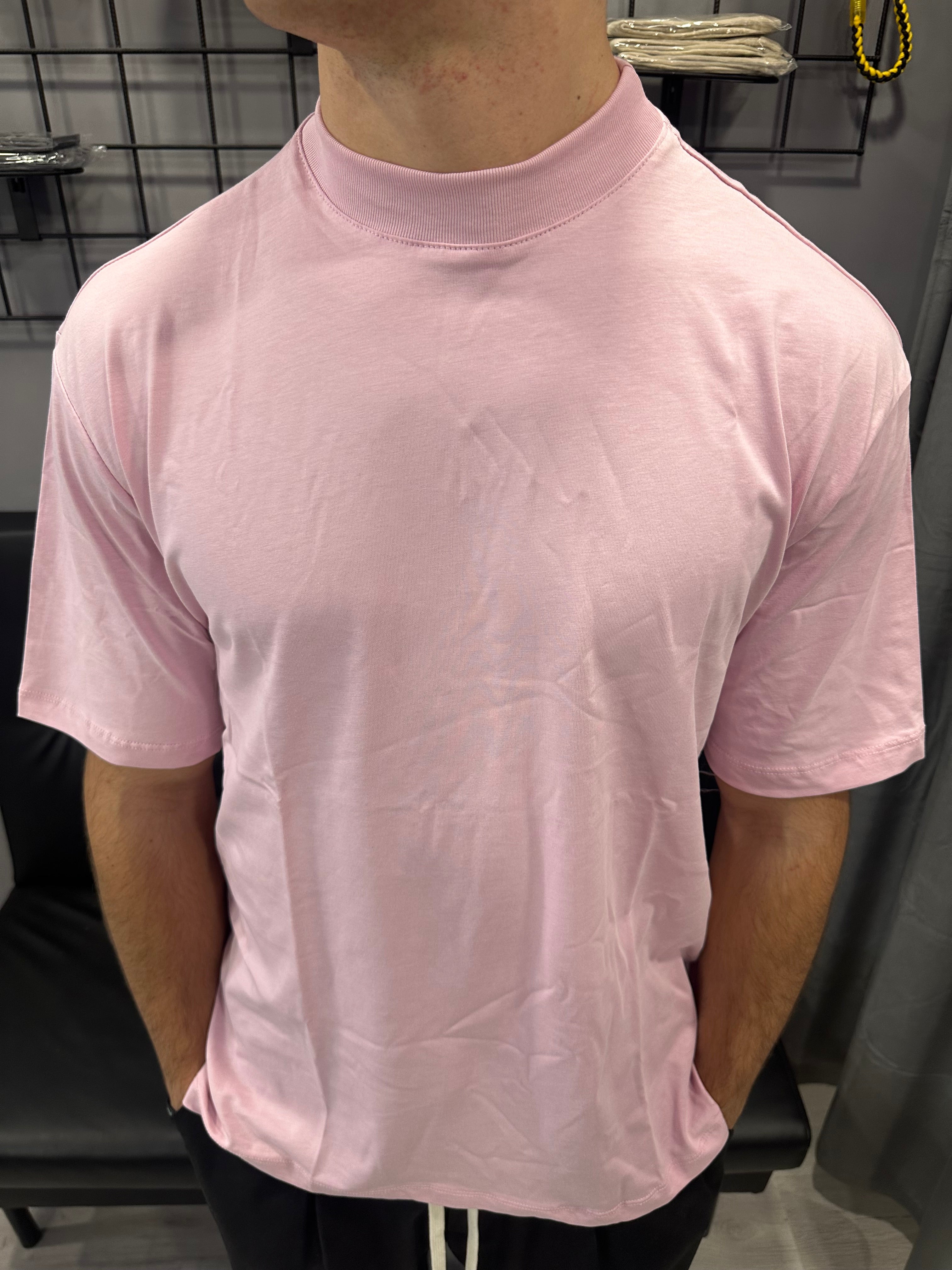 T-shirt collo alto rosa