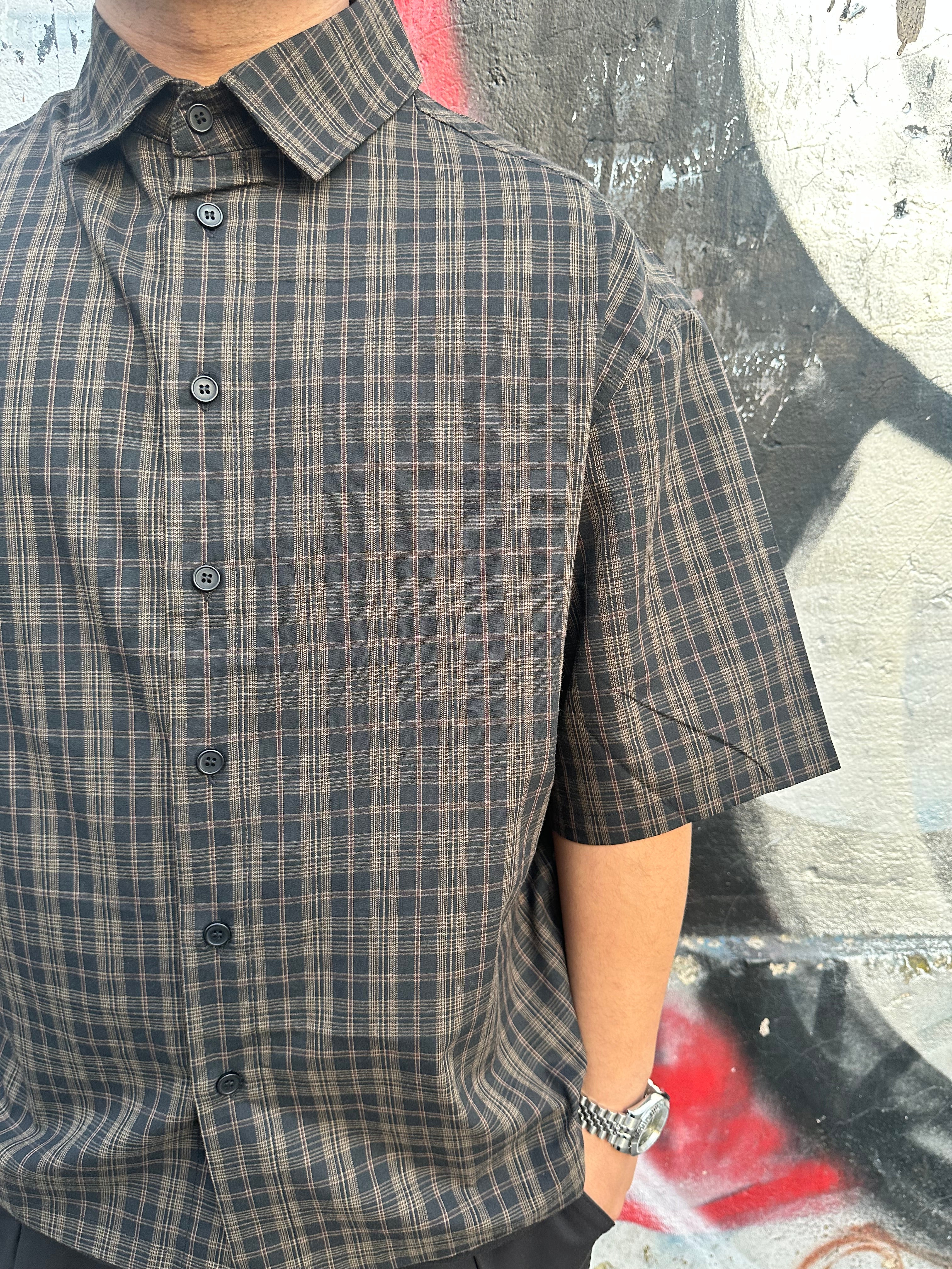 camicia multi-line shore marrone