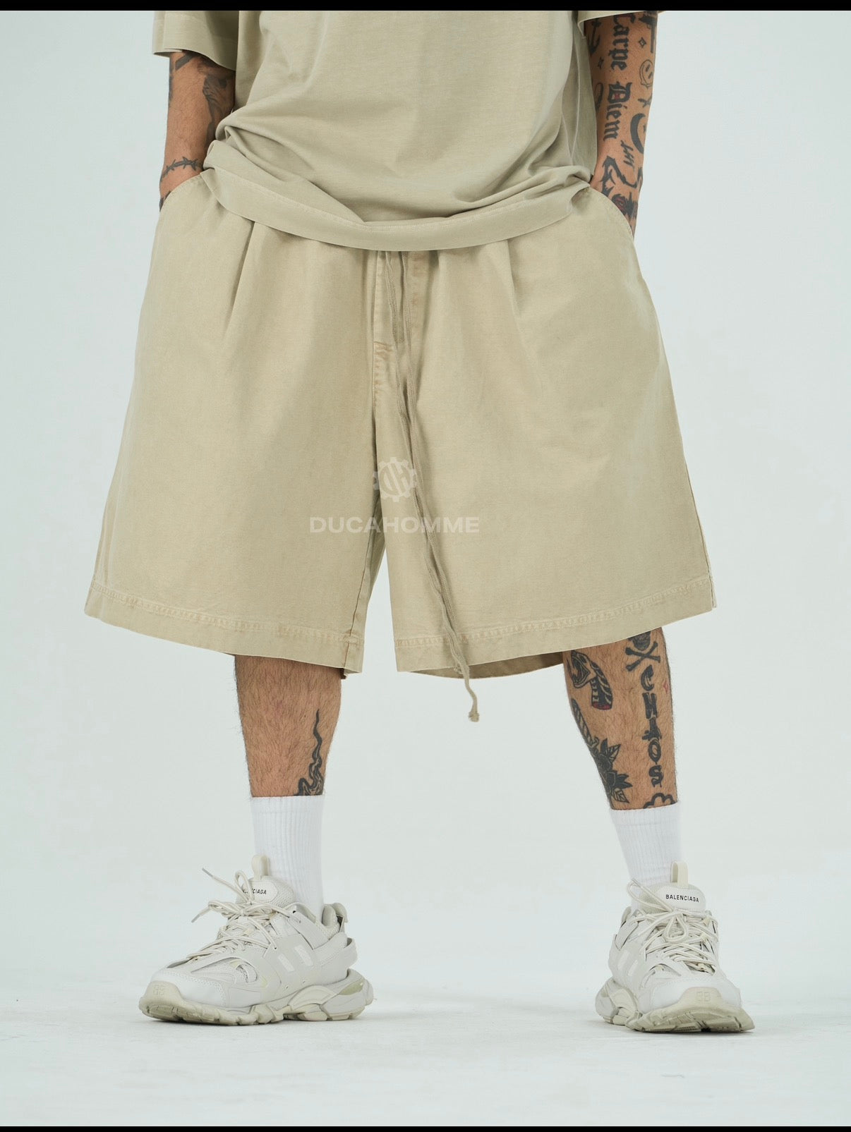 Pantaloncino Washed Beige | Baggy Urban | TAZIMSHOP