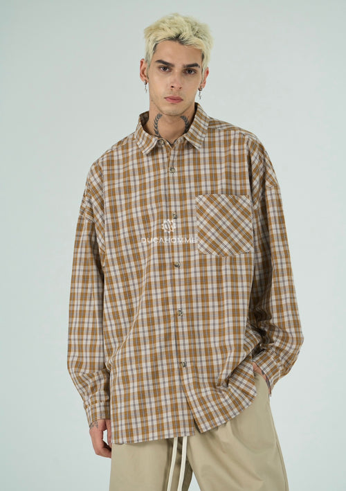 Camicia Multiline Senape uomo – TAZIM