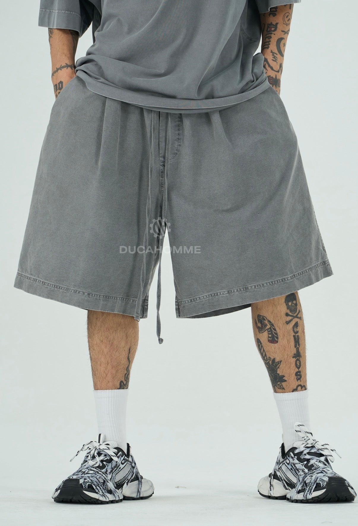 Pantaloncino Washed Grigio Chiaro | Baggy Urban | TAZIMSHOP