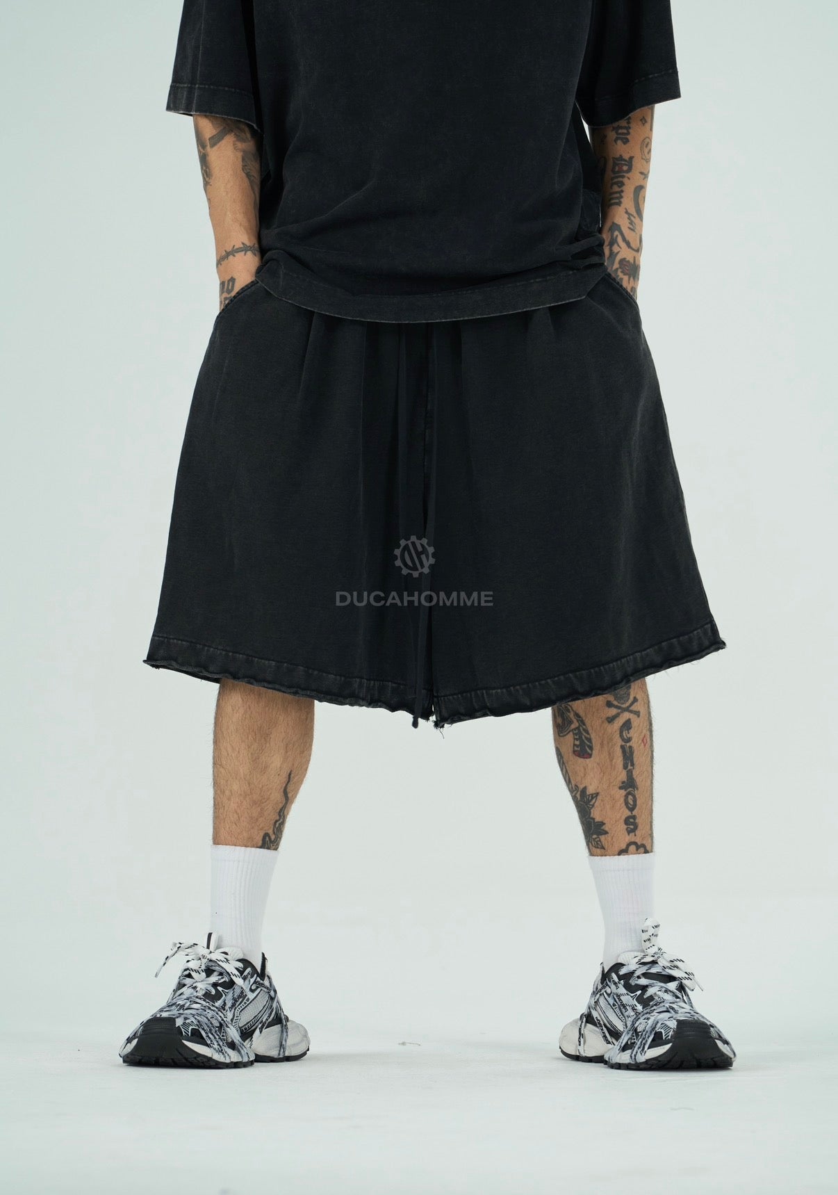 Pantaloncino Washed Nero | Baggy Urban | TAZIMSHOP