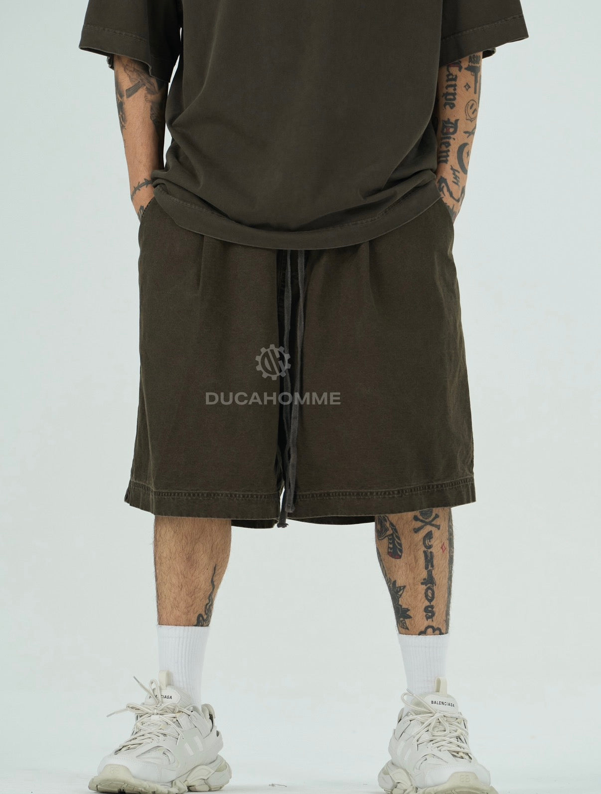 Pantaloncino Washed Marrone | Baggy Urban | TAZIMSHOP