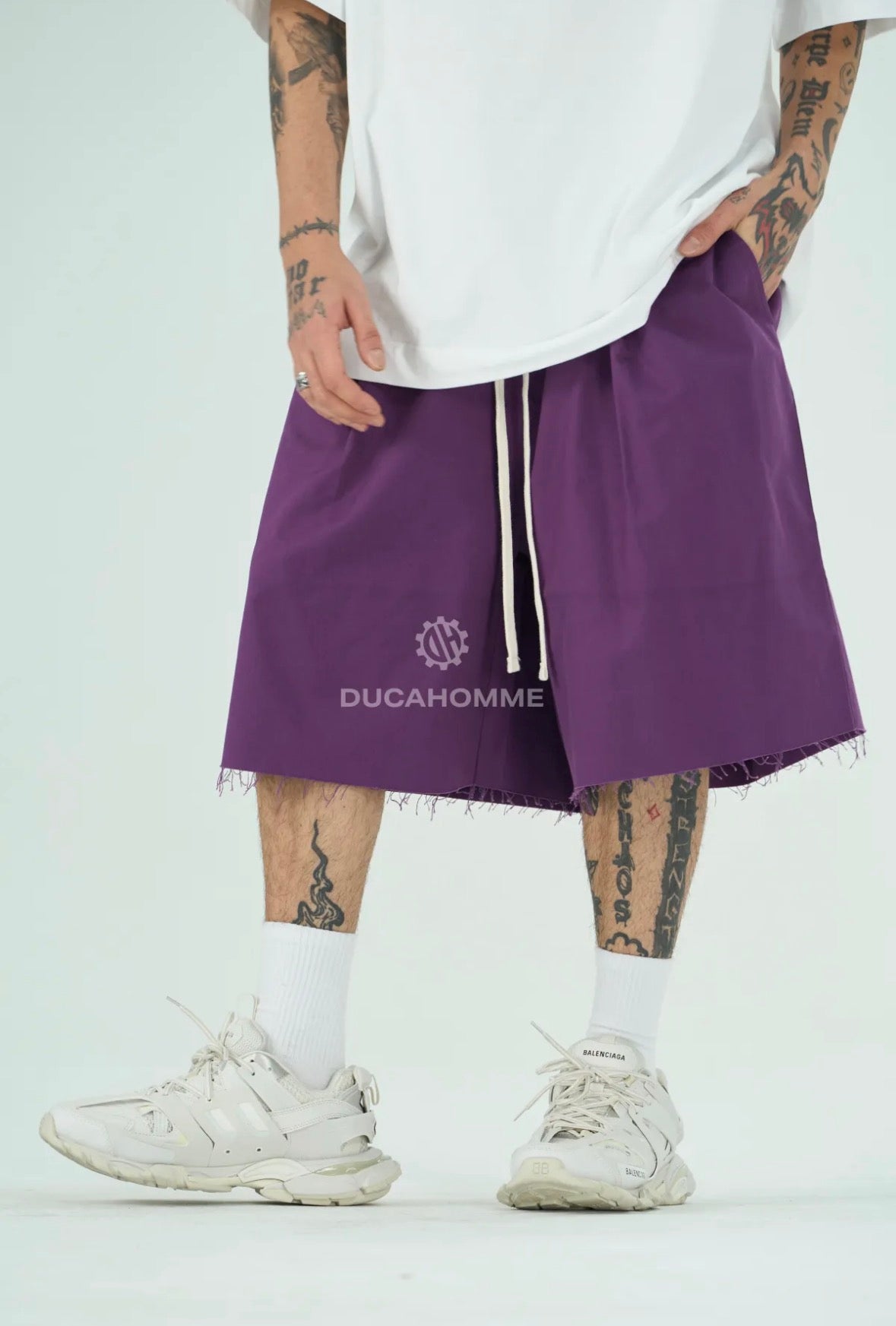 Pantaloncino Monocolore Taglio Vivo Violaceo | Urban Summer | TAZIMSHOP