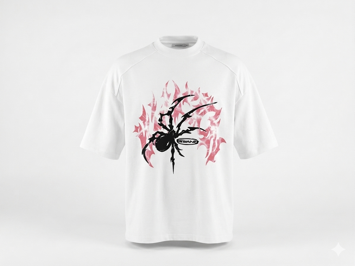 T-Shirt Spider Black and Pink | Oversize Graphic Streetwear | TAZIMSHOP