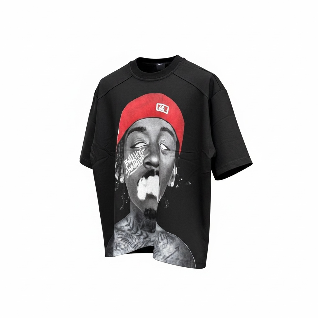 T-Shirt Red Smoke Black | Oversize Graphic Streetwear | TAZIMSHOP