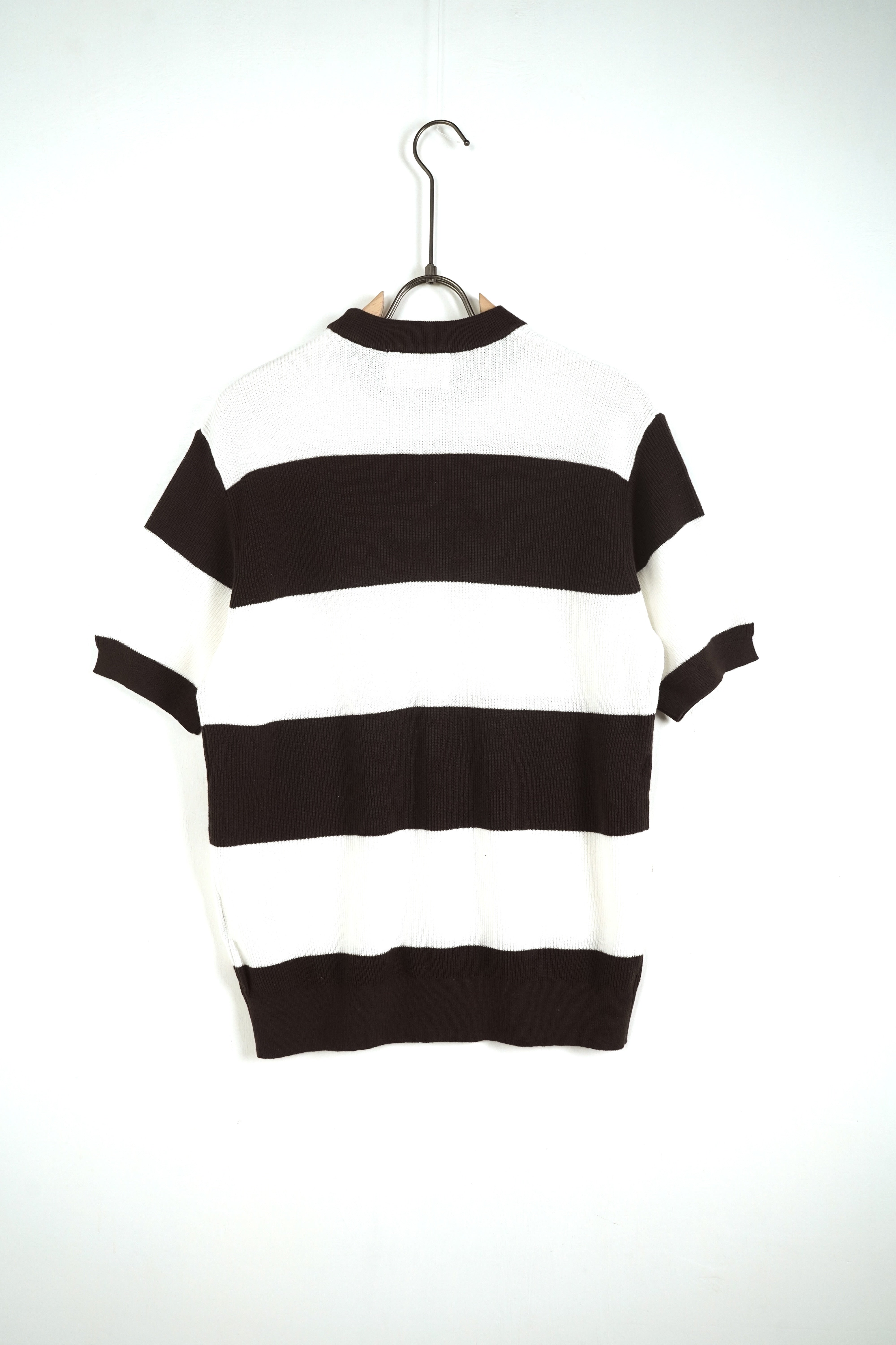Maglia girocollo line brown&white