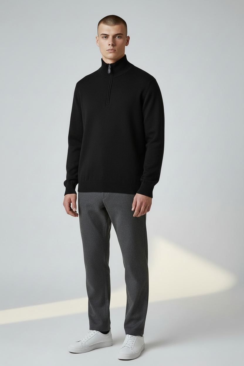 maglia essential zip nera